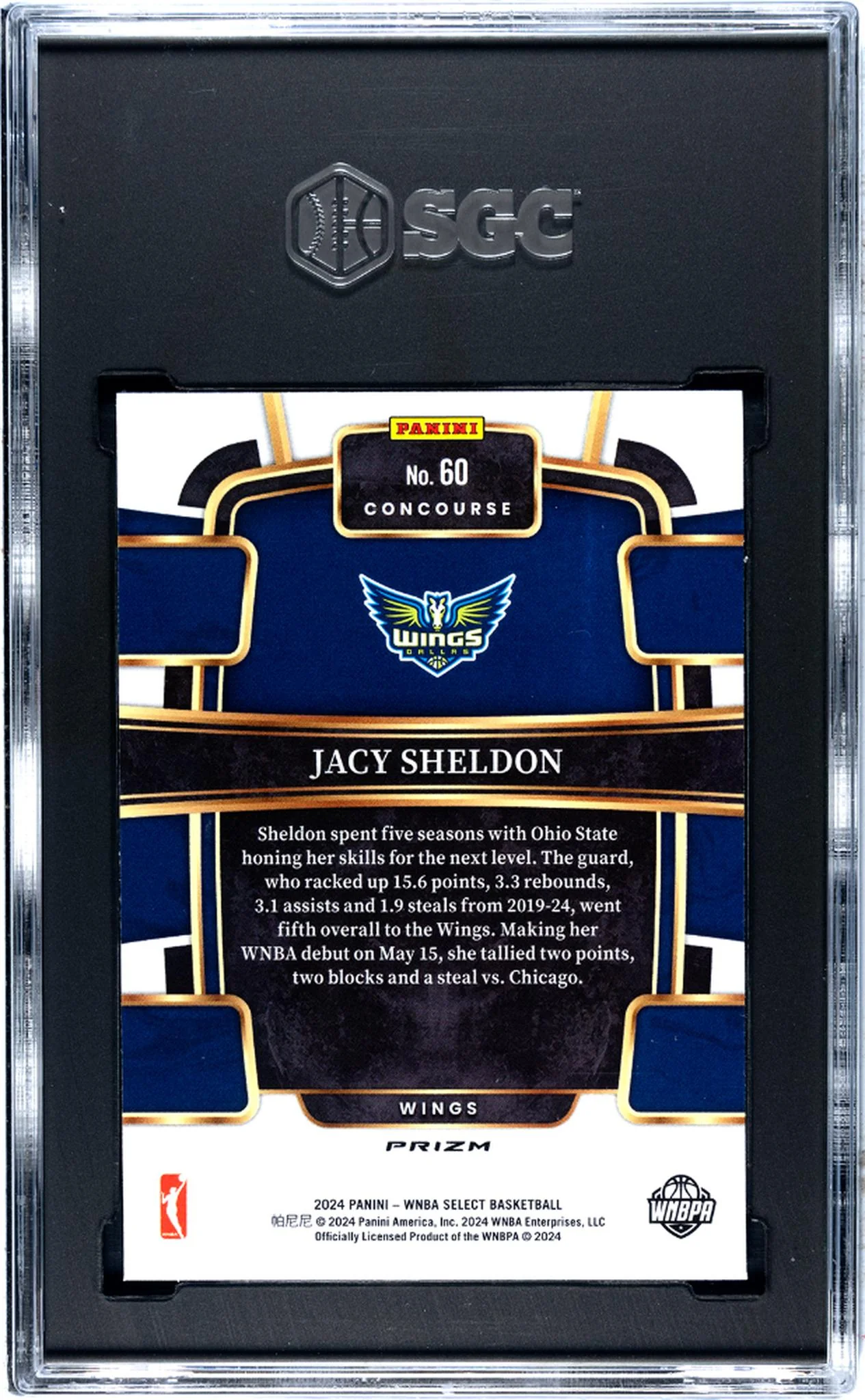 2024 Panini Select Flash Prizm Jacy Sheldon #60 RC SGC 9.5 - Image 2