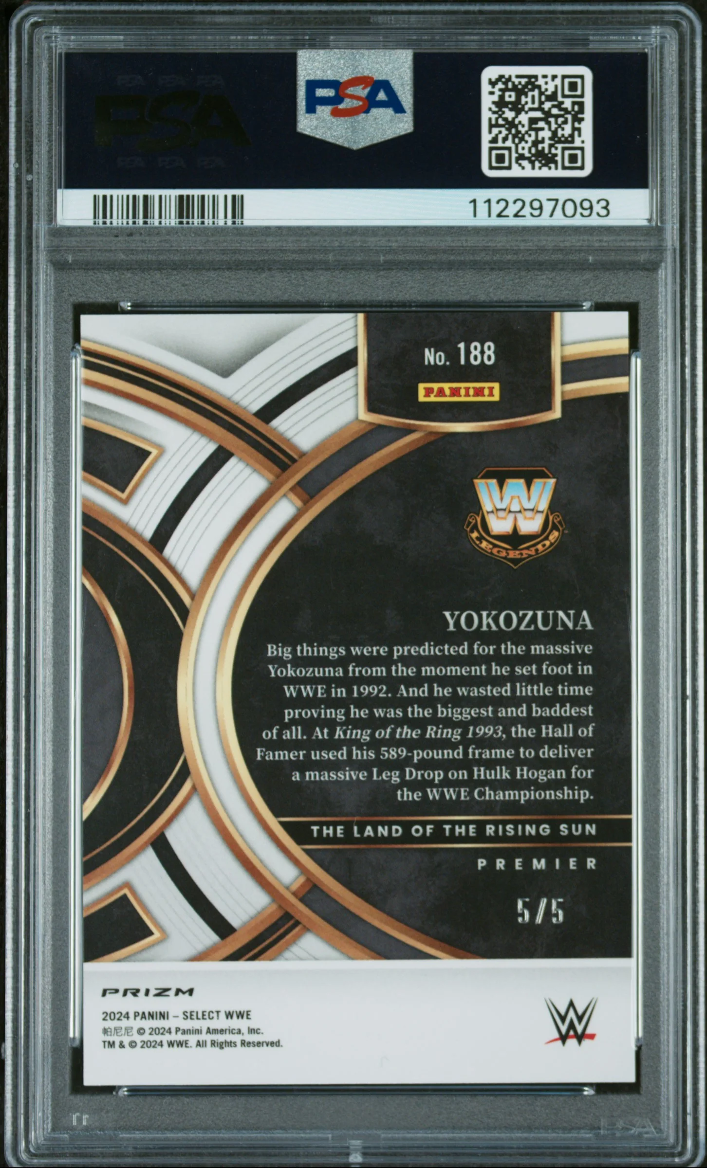 2024 Panini Select Green Prizm Yokozuna #188 /5 PSA 10 - Image 2