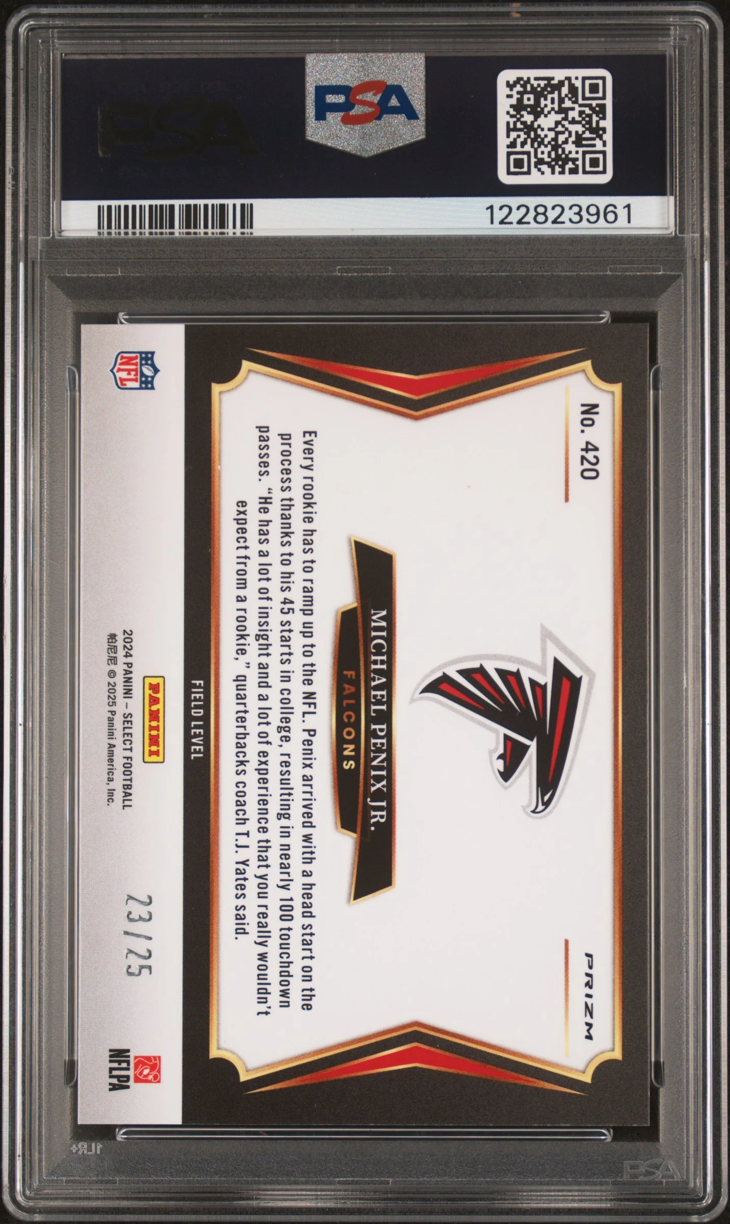 2024 Panini Select Prizm Tie Dye Michael Penix Jr. #420 /25 PSA 10 - Image 2
