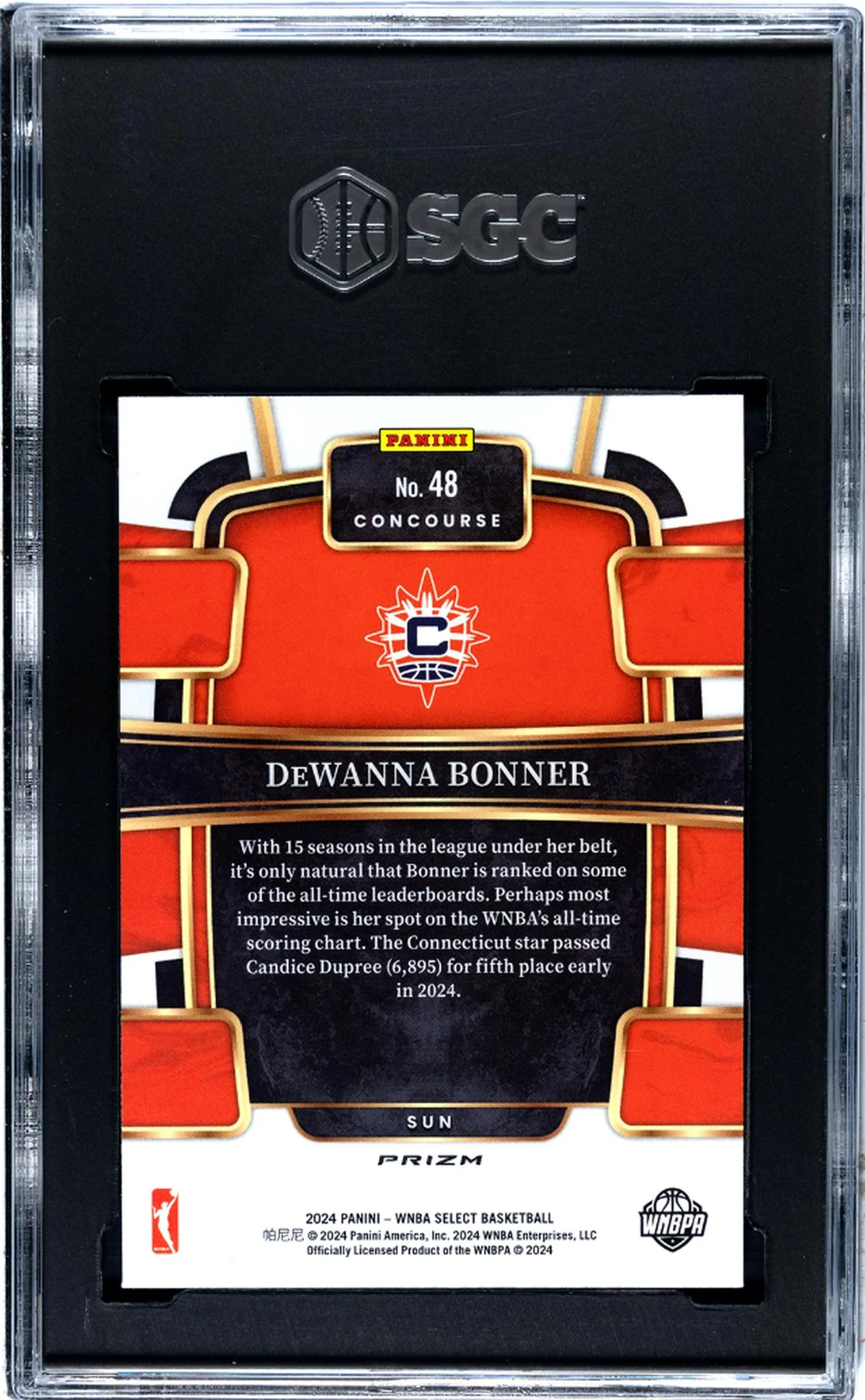 2024 Panini Select Red Ice Prizm DeWanna Bonner #48 SGC 9.5 - Image 2