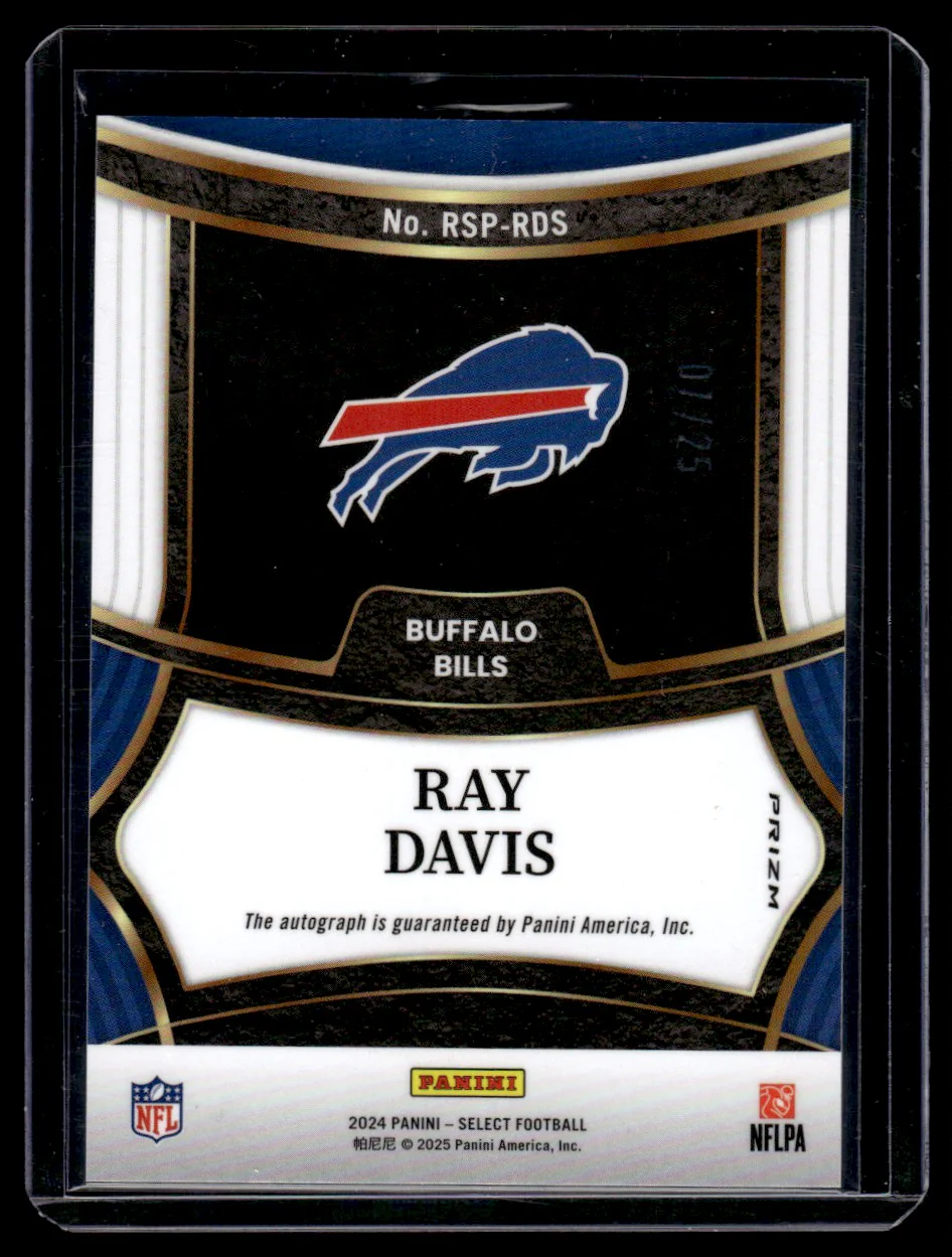 2024 Panini Select RSP-RDS Ray Davis Rookie Signatures Prizm Rookie /25 Buffalo Bills Auto - Image 2