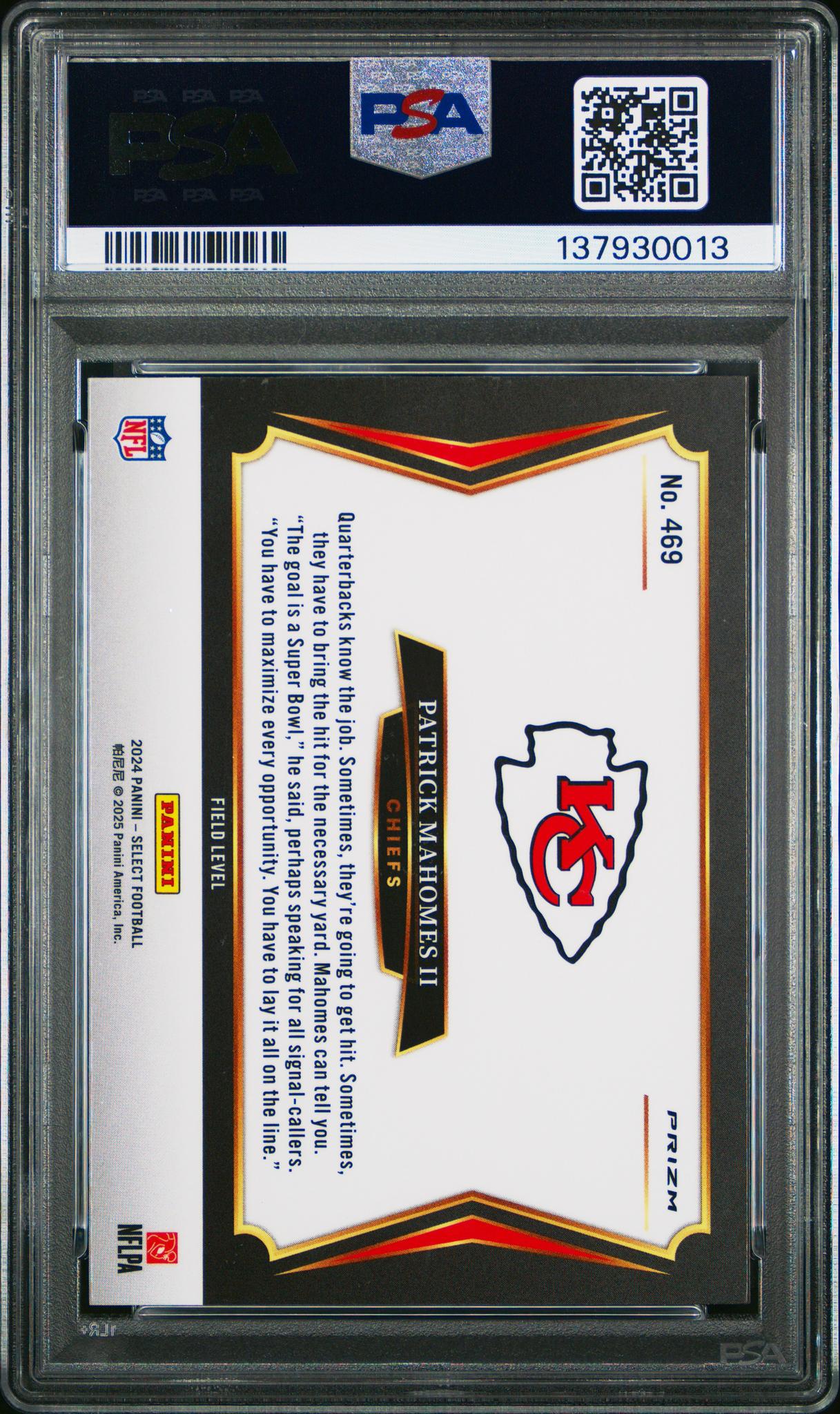 2024 Panini Select Silver Patrick Mahomes II #469 PSA 8 - Image 2