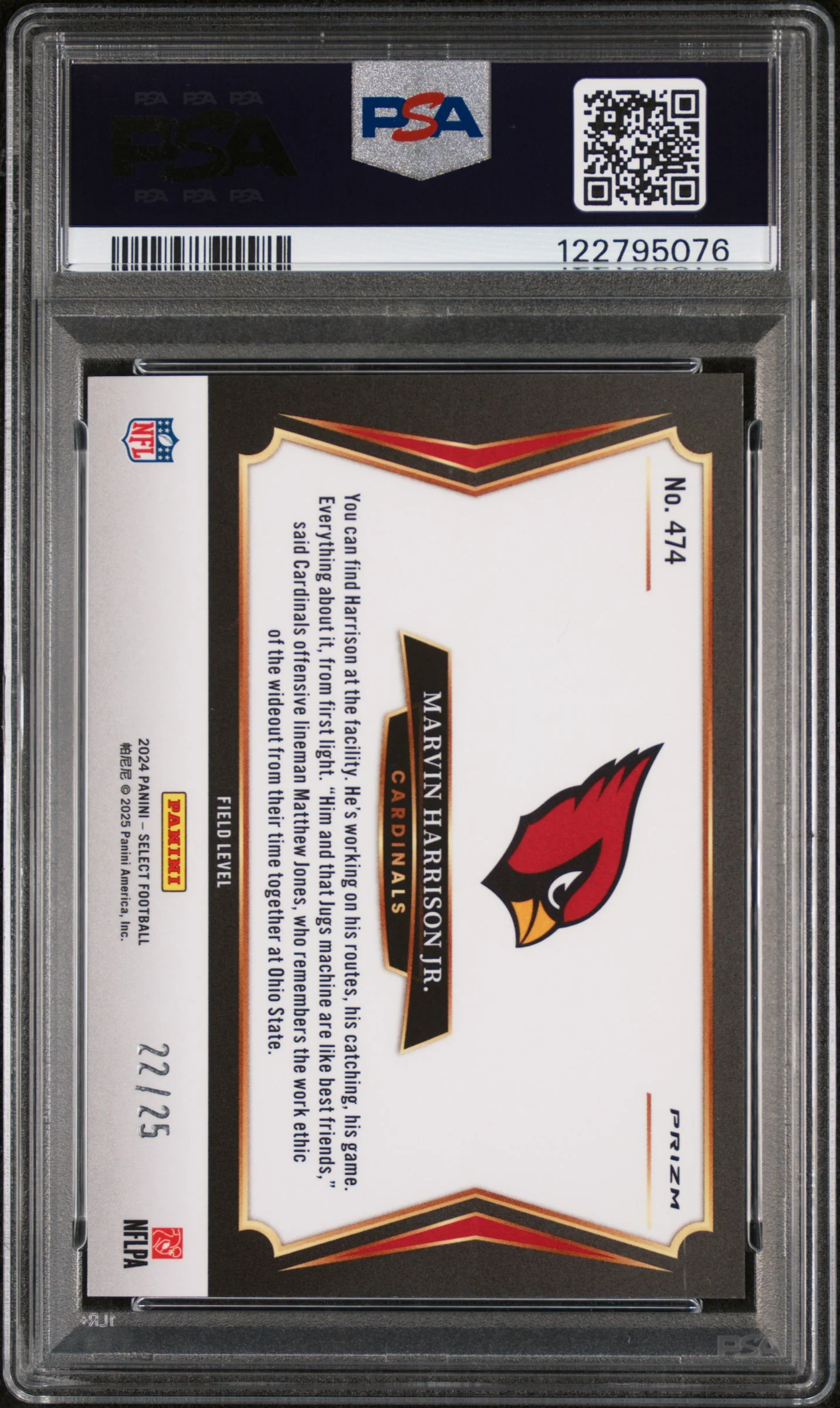 2024 Panini Select Tie-Dye Prizm Marvin Harrison Jr. #474 RC /25 PSA 10 - Image 2