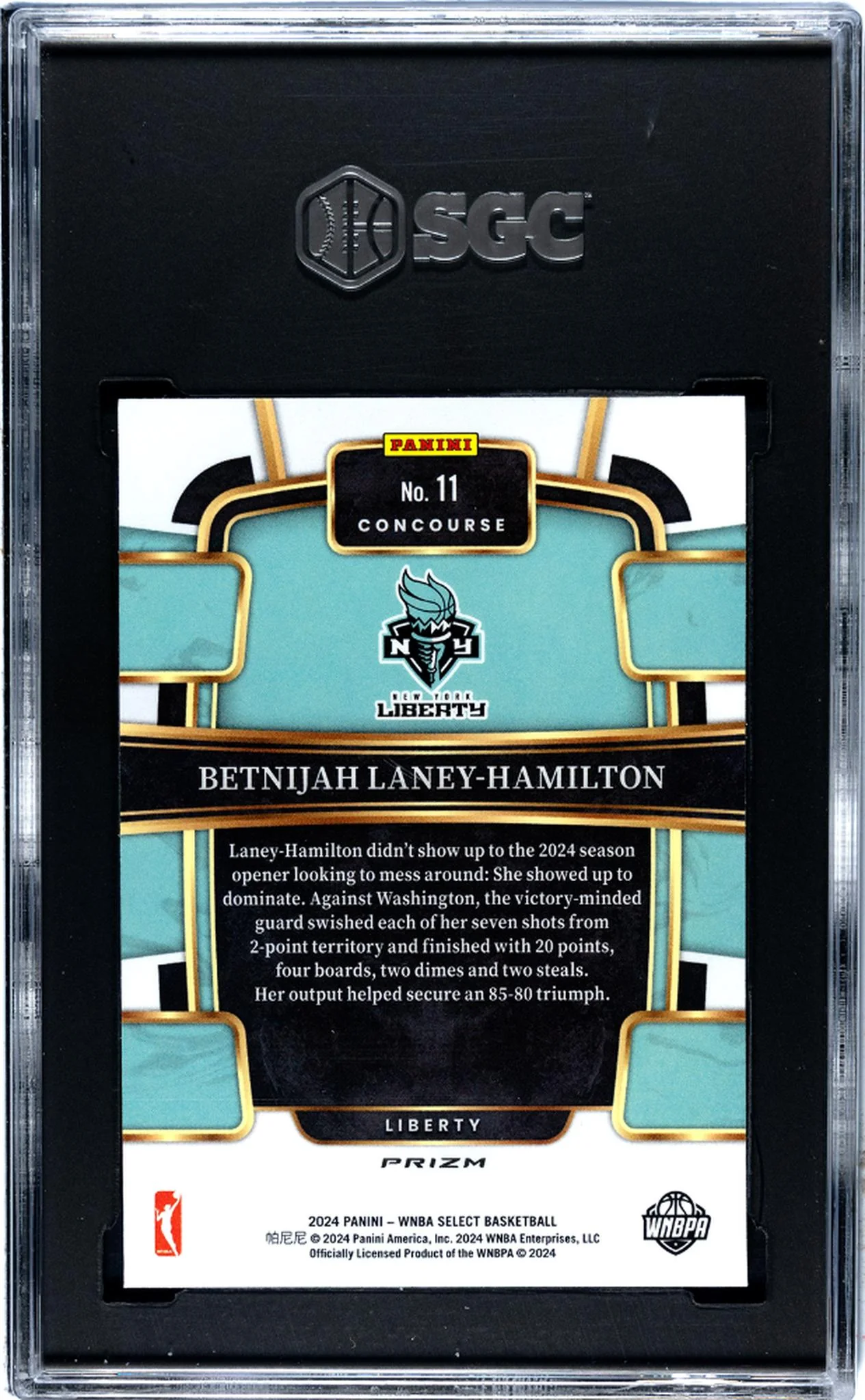2024 Panini Select Pink Ice Betnijah Laney-Hamilton #11 SGC 9.5 - Image 2