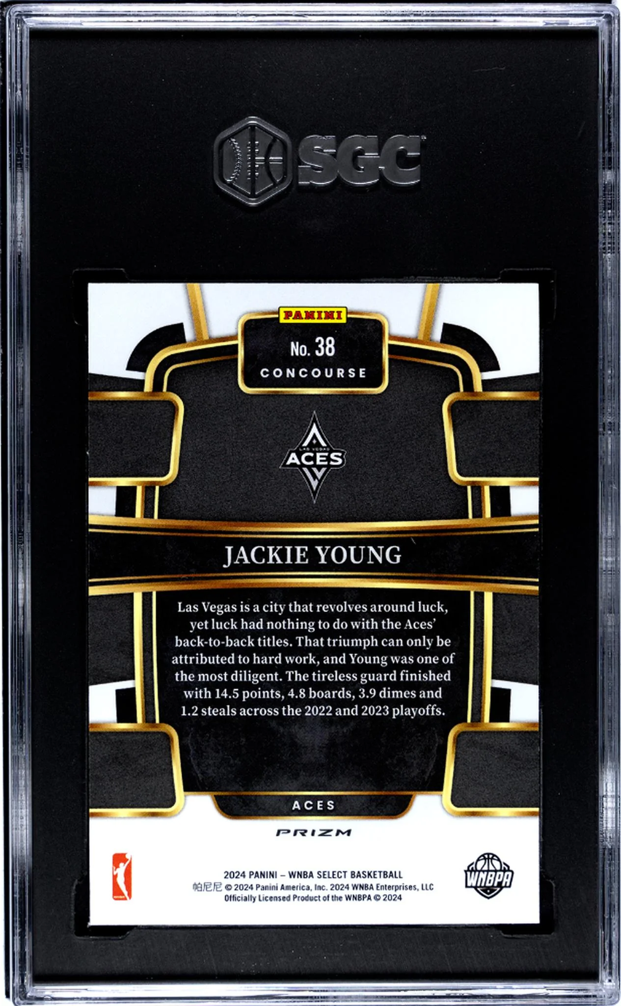 2024 Panini Select Pink Ice Prizm Jackie Young #38 SGC 9.5 - Image 2