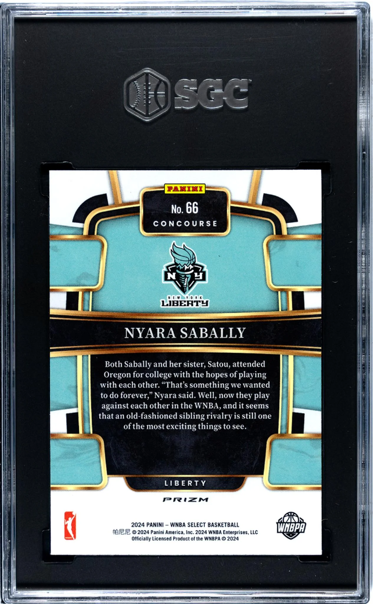 2024 Panini Select Wnba #66 Nyara Sabally Pink Ice Prizm SGC 10 - Image 2