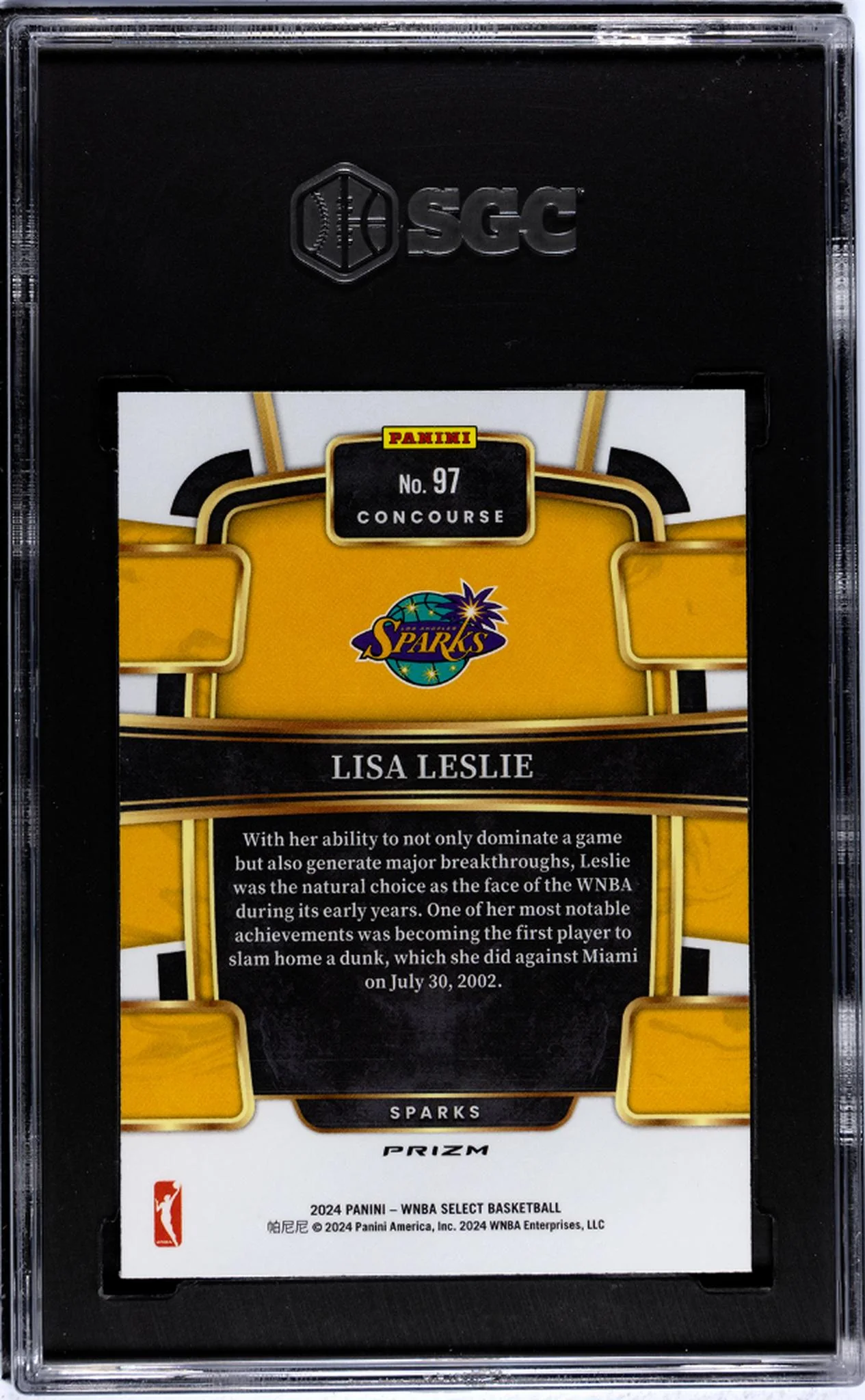 2024 Panini Select Silver Prizm Lisa Leslie #97 SGC 9.5 - Image 2