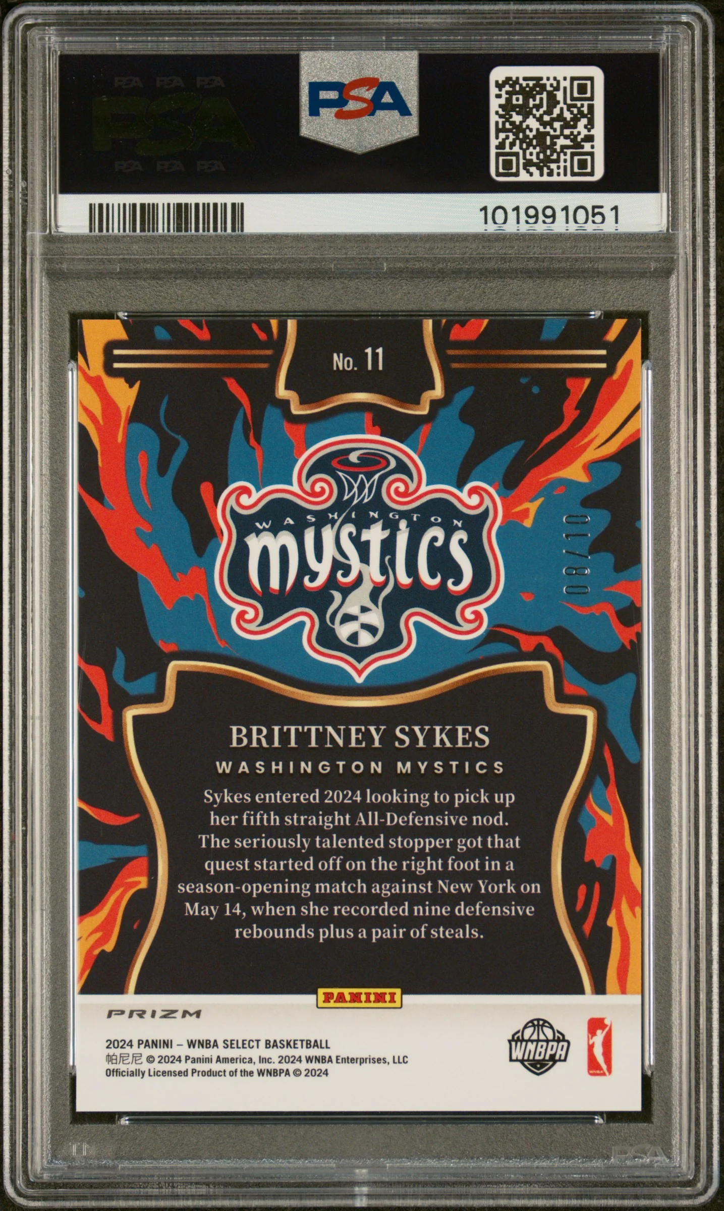 2024 Panini Select WNBA En Fuego Gold Prizm Brittney Sykes #11 /10 PSA 10 - Image 2