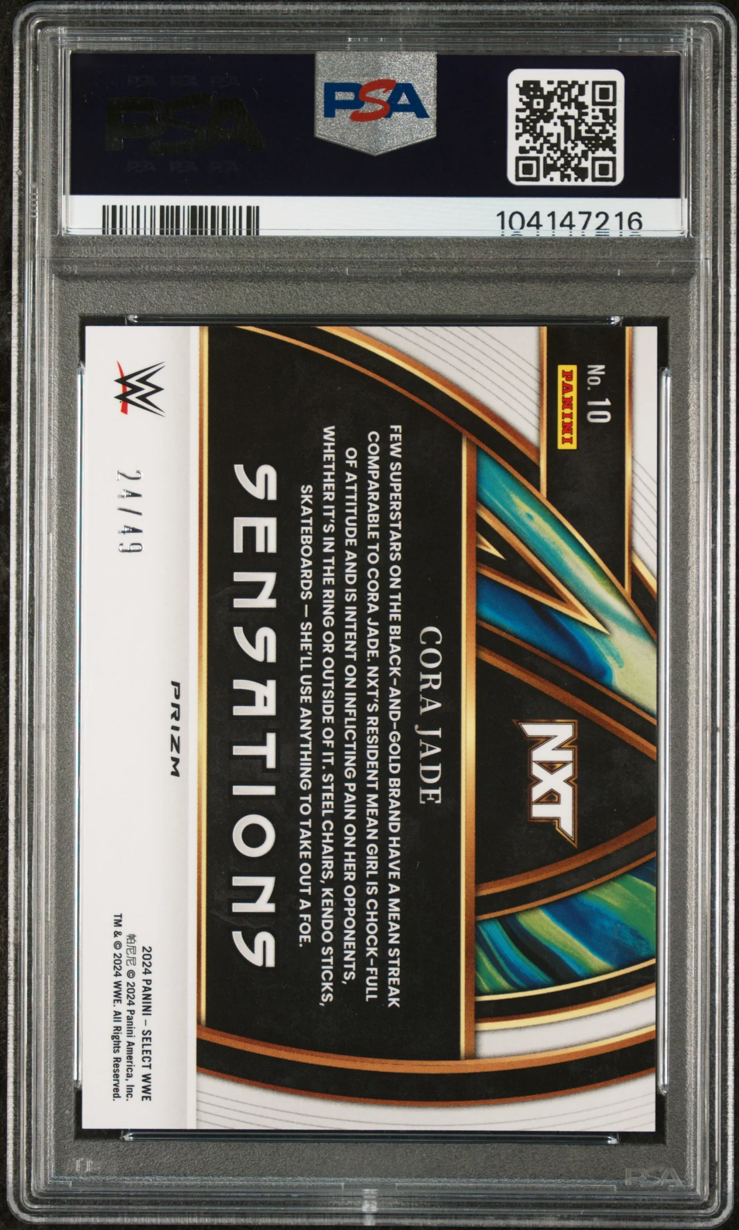 2024 Panini Select Sensations Blue Prizm Cora Jade #10 /49 PSA 10 - Image 2