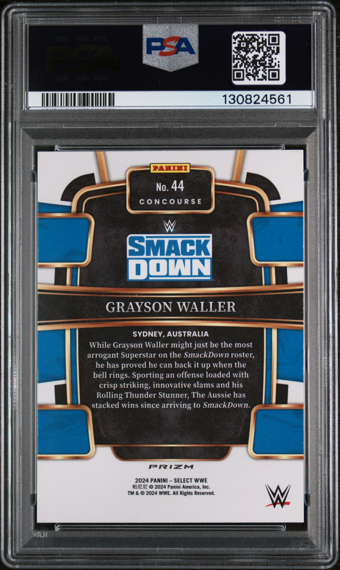 2024 Panini Select WWE Zebra Grayson Waller #44 PSA 10 - Image 2
