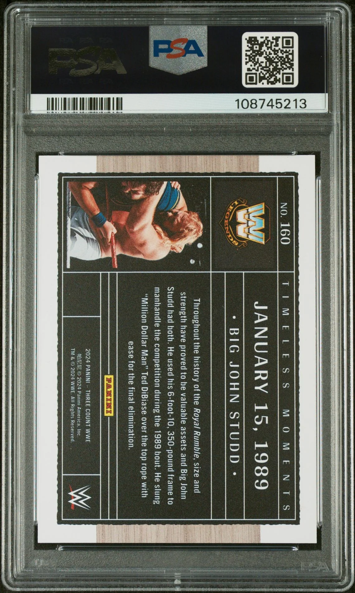 2024 Panini Three Count Big John Studd #160 /25 PSA 9 Red - Image 2