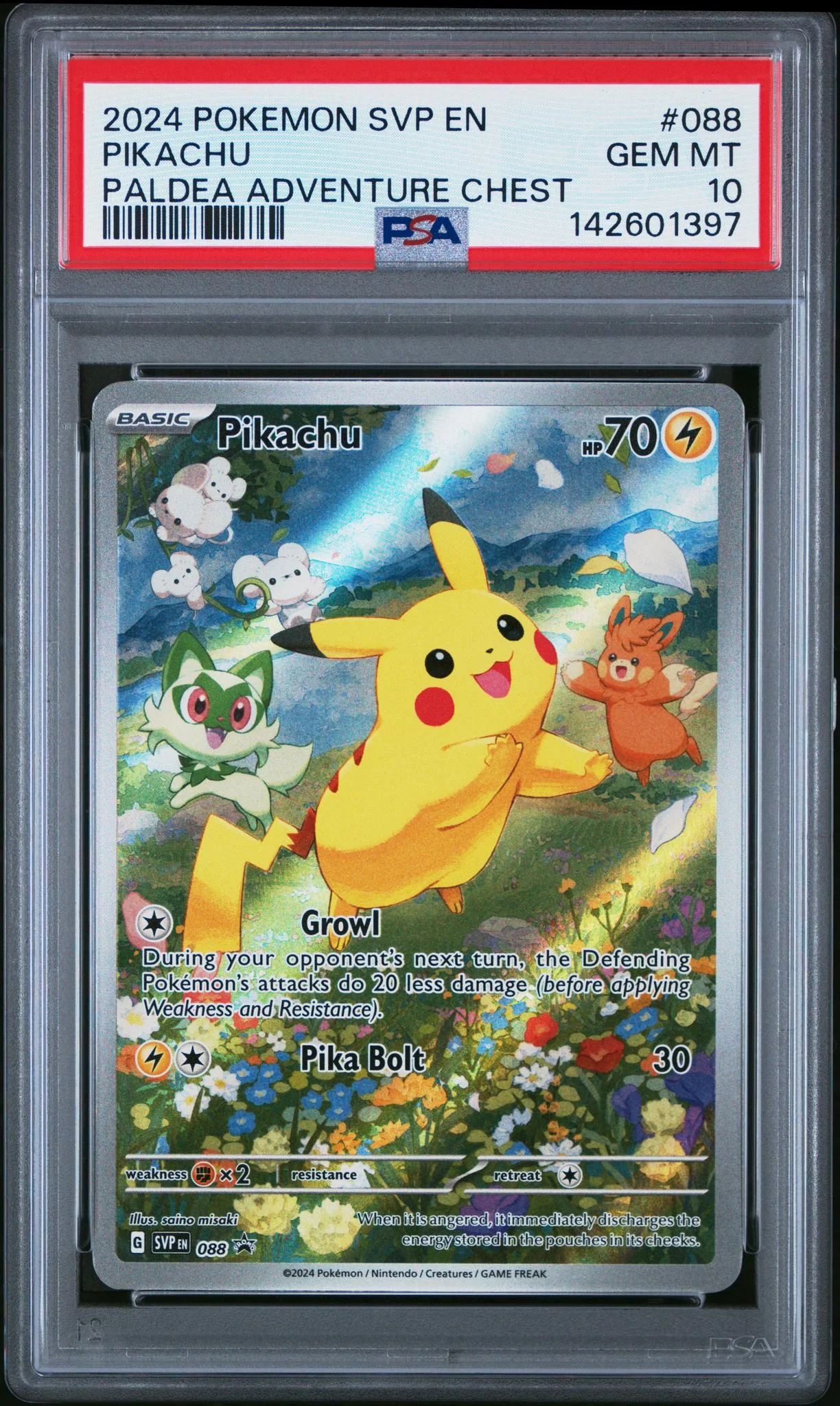 2024 Pokemon Scarlet and Violet Black Star Promo Paldea Adventure Chest Pikachu #88 PSA 10