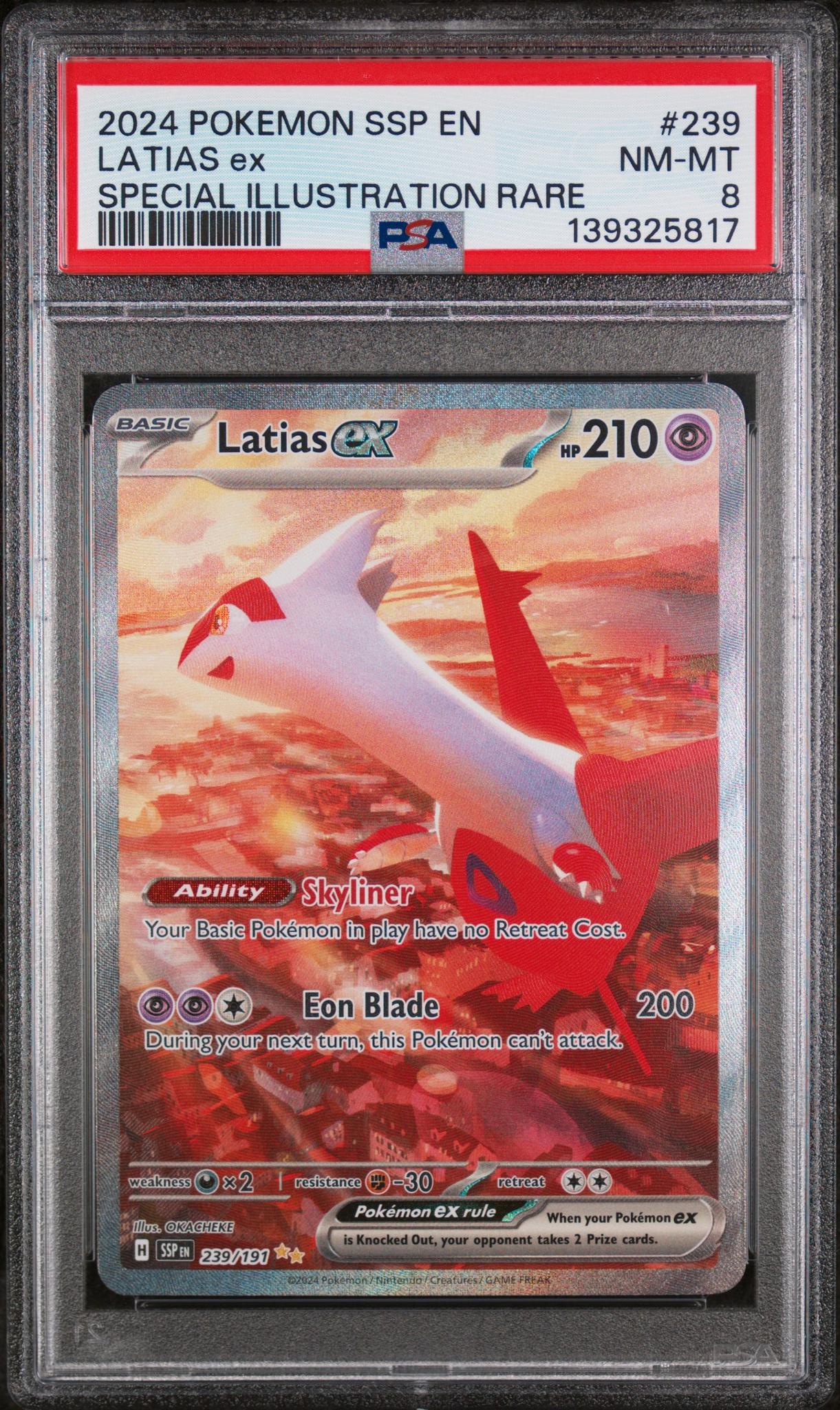 2024 Pokemon Scarlet and Violet Surging Sparks Special Illustration Rare Latias Ex #239 PSA 8