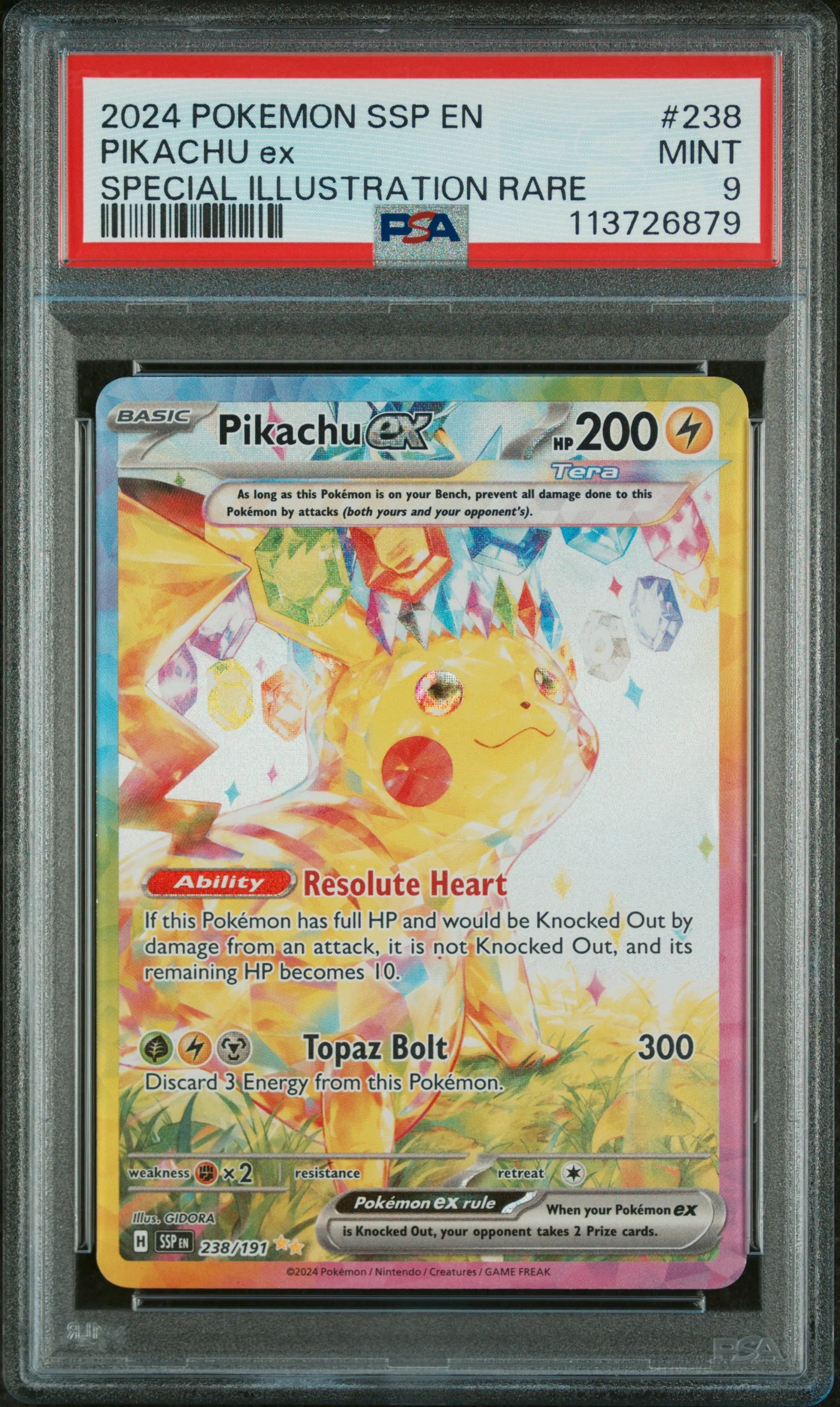 2024 Pokemon Scarlet and Violet Surging Sparks Special Illustration Rare Pikachu Ex #238 PSA 9
