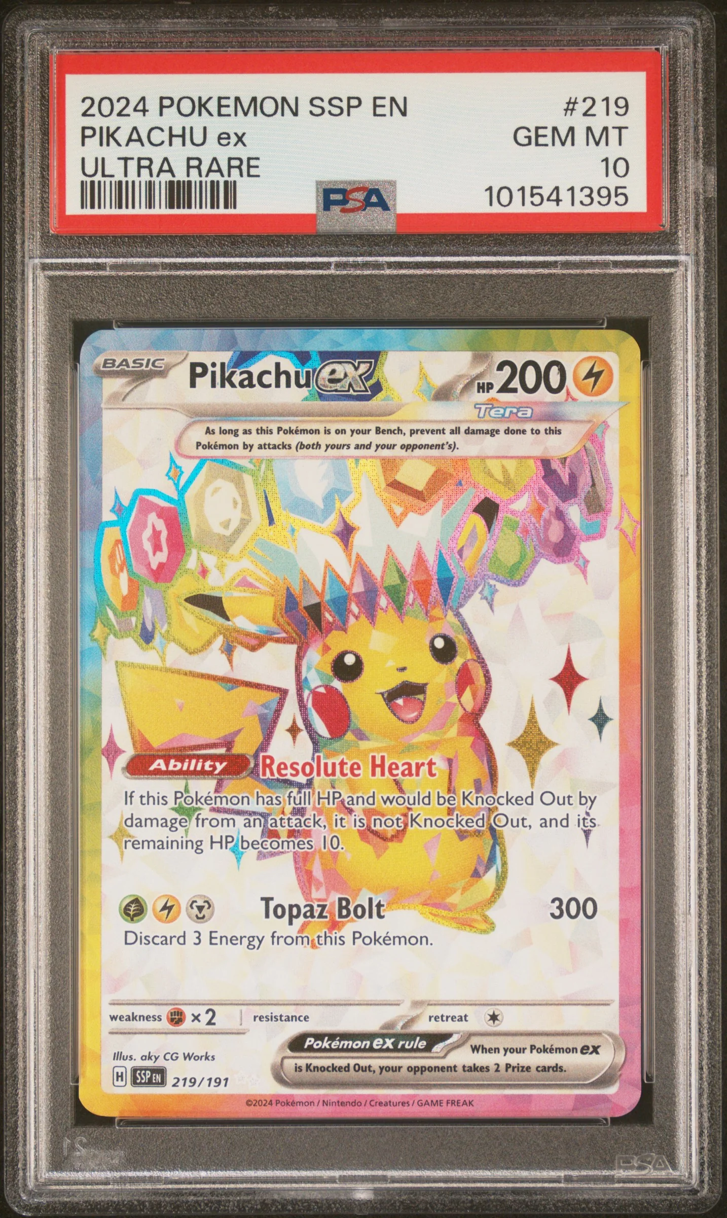 2024 Pokemon Scarlet and Violet Surging Sparks Ultra Rare Pikachu Ex #219 PSA 10