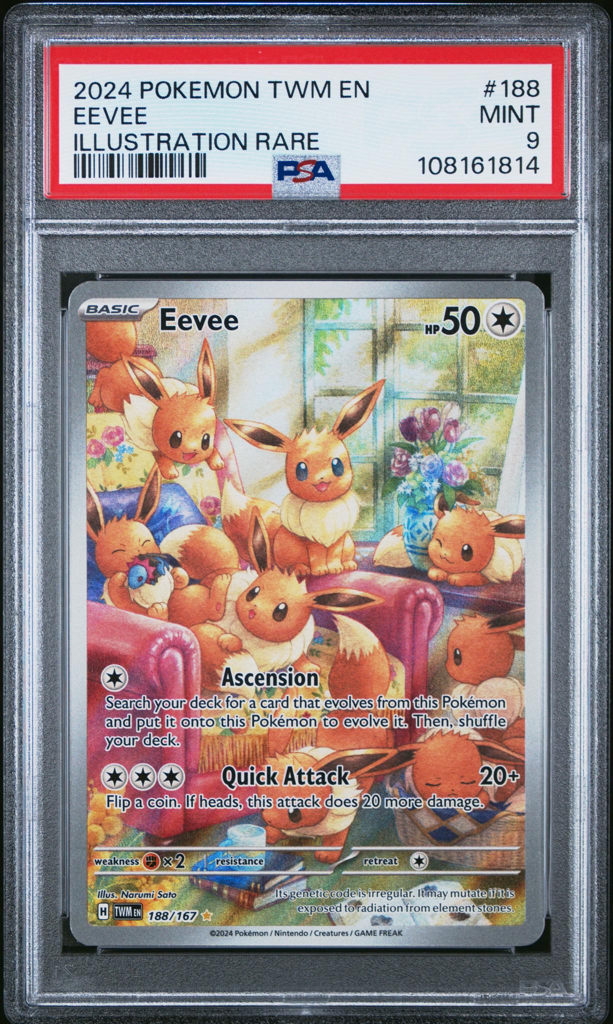 2024 Pokemon Scarlet and Violet Twilight Masquerade Illustration Rare Eevee #188 PSA 9