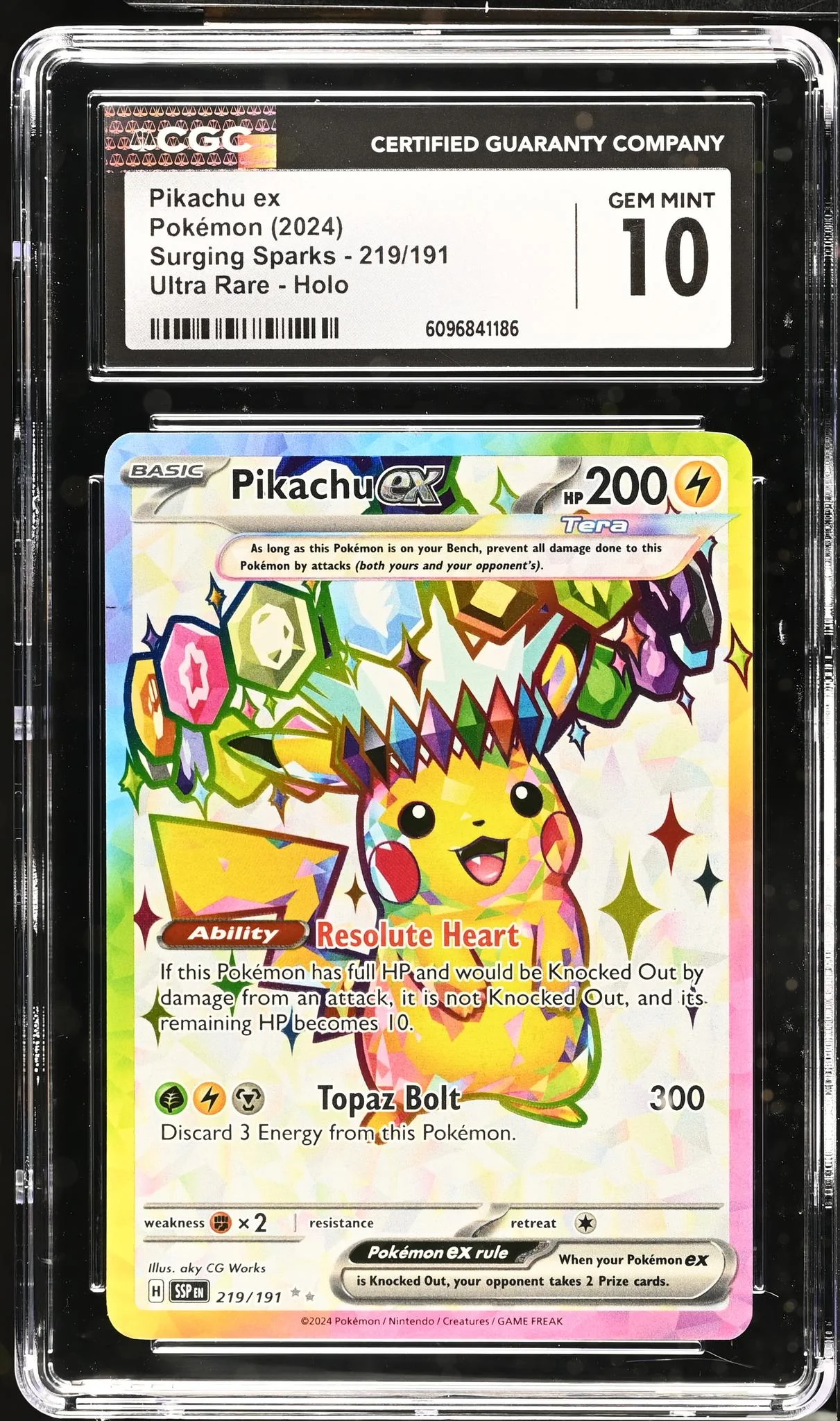 2024 Pokémon Scarlet & Violet Surging Sparks Pikachu #219/191 Tera EX CGC 10 - Image 2