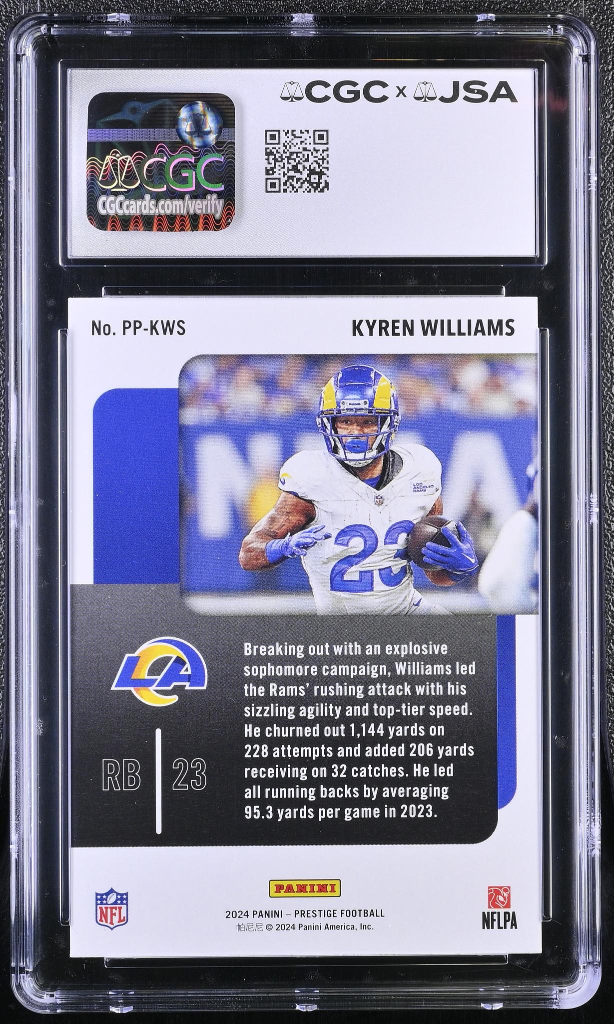 2024 Prestige #PP-KWS Kyren Williams Prestigious Pros CGC 10 - Image 2