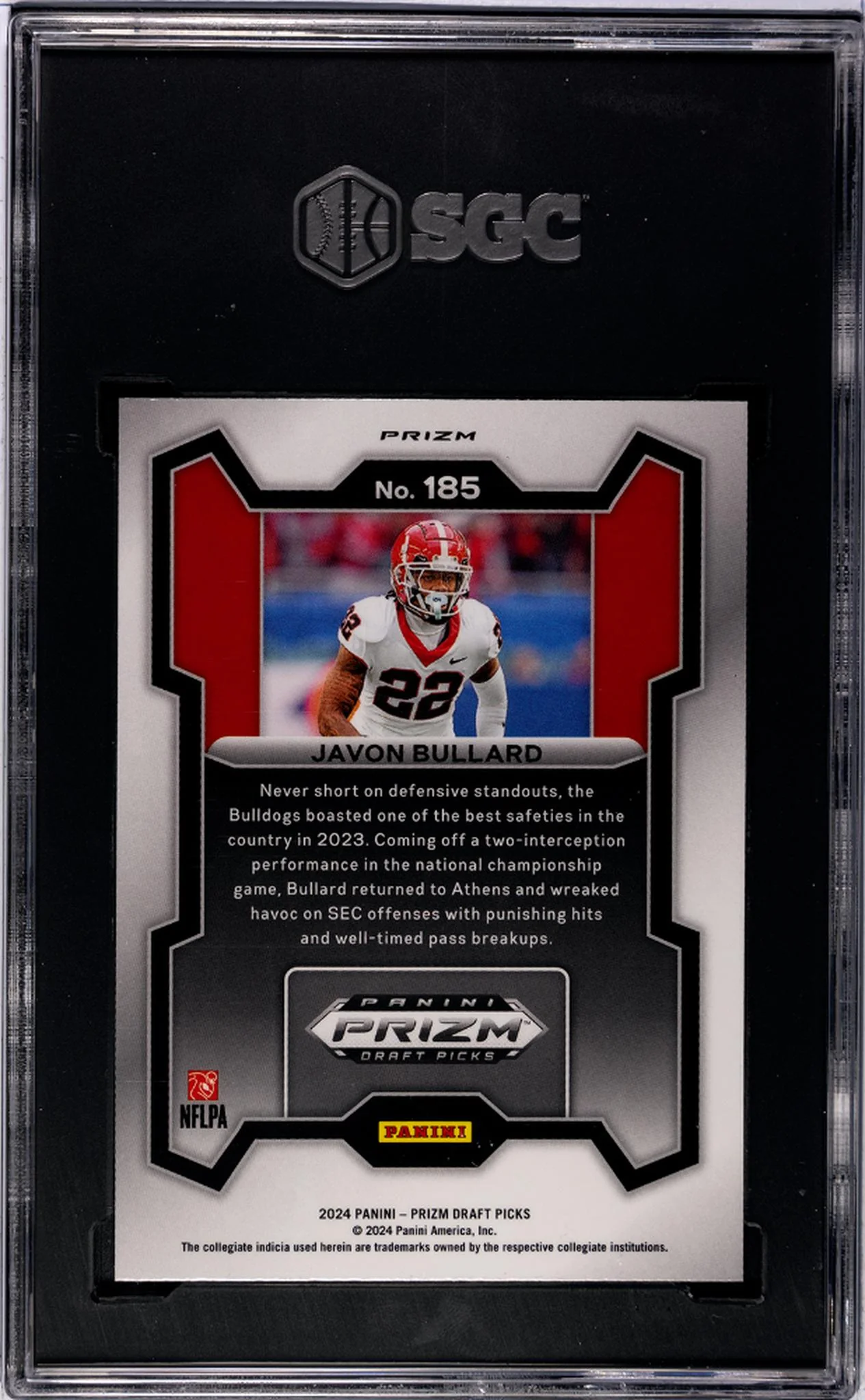 2024 Prizm #185 Javon Bullard Draft Picks SGC 9.5 - Image 2