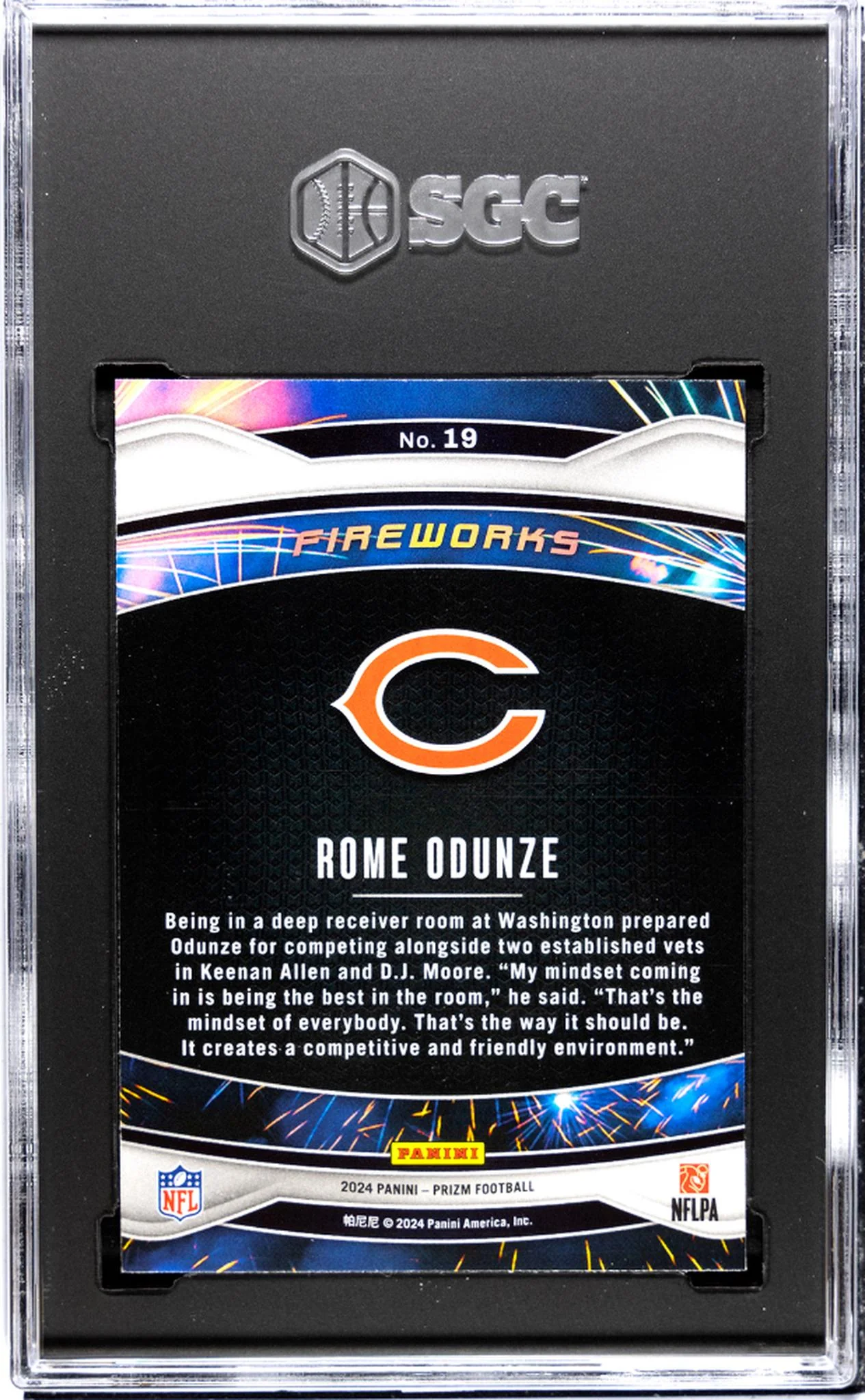 2024 Prizm #19 Rome Odunze Fireworks SGC 10 - Image 2