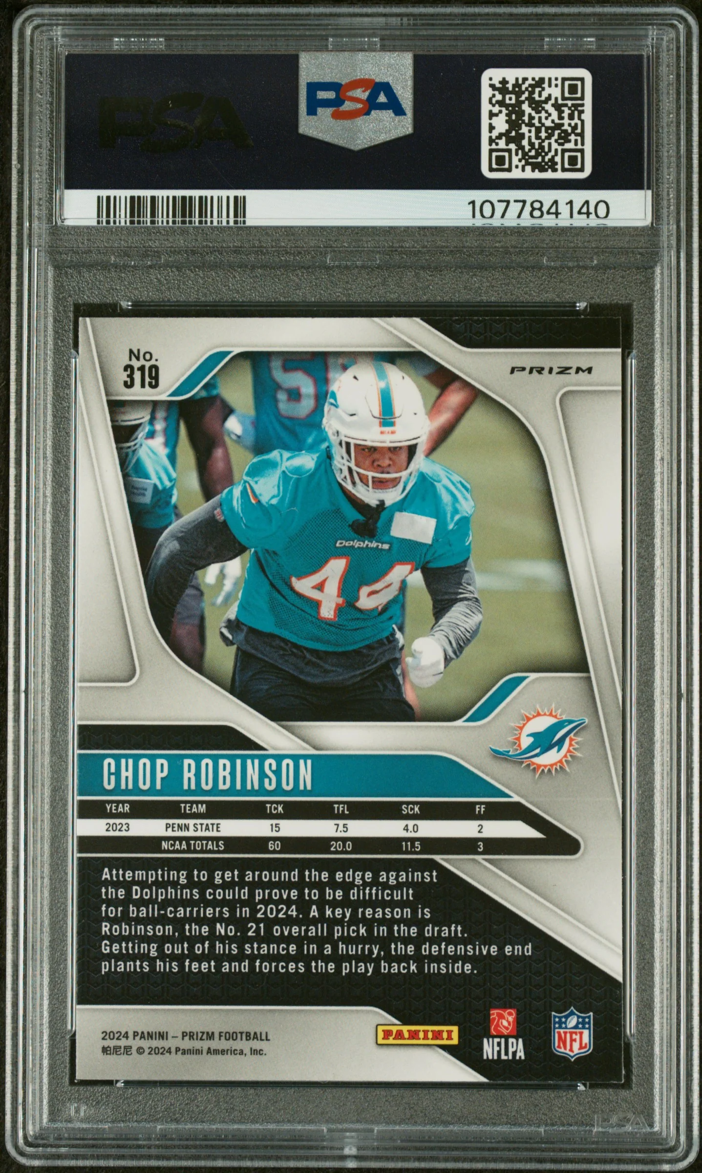 2024 Prizm #319 Chop Robinson PSA 10 - Image 2
