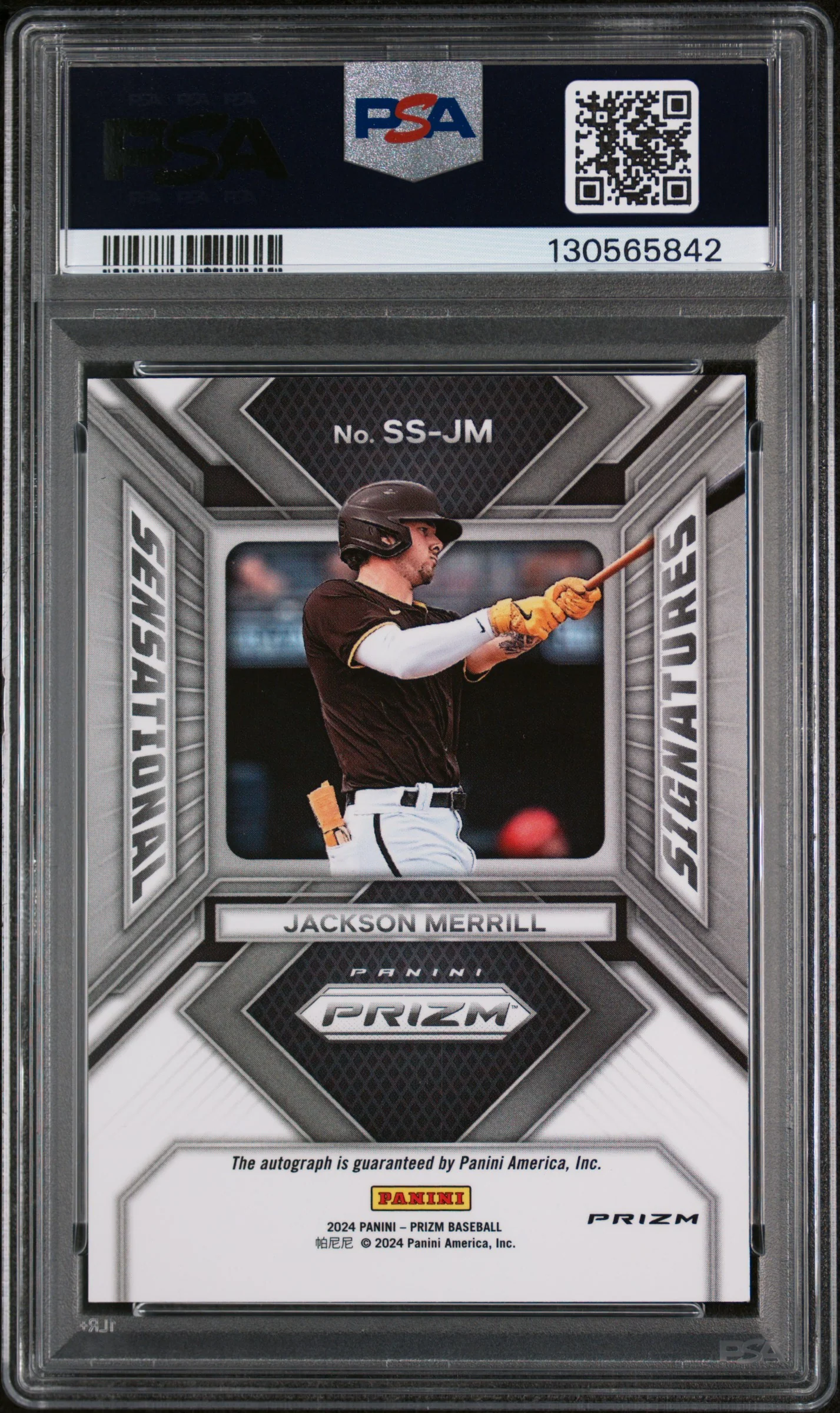 2024 Prizm Sensational Signatures Prizms Green Jackson Merrill #11 PSA 10 - Image 2