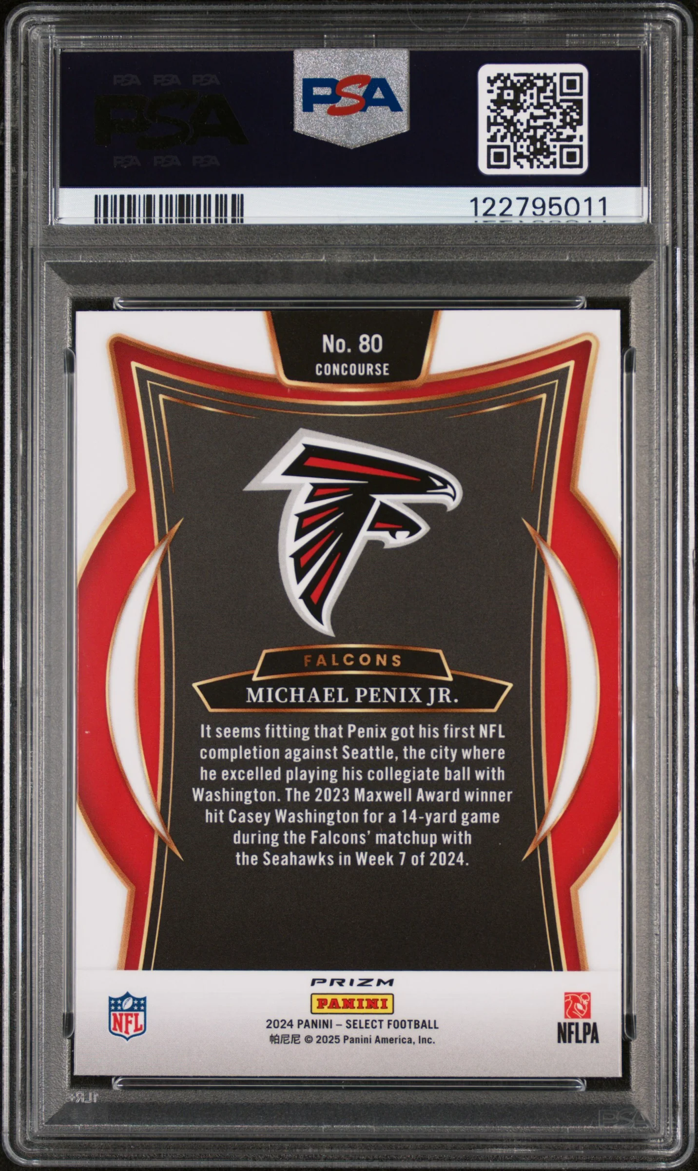 2024 Prizm Silver Michael Penix Jr. #80 PSA 8 - Image 2