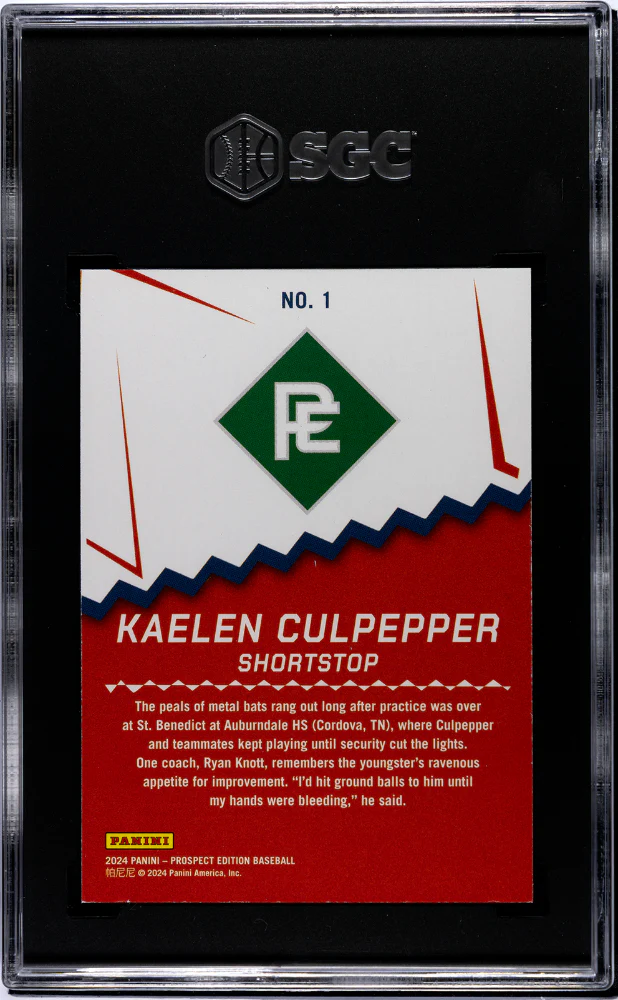 2024 Prospect Edition #1 Kaelen Culpepper Ping! /199 SGC 9 - Image 2