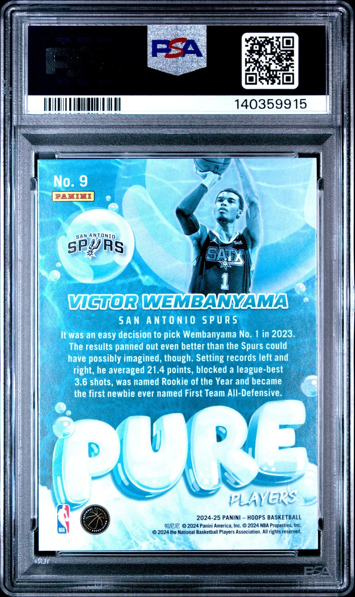 2024 Pure Players Winter Victor Wembanyama #9 PSA 10 - Image 2