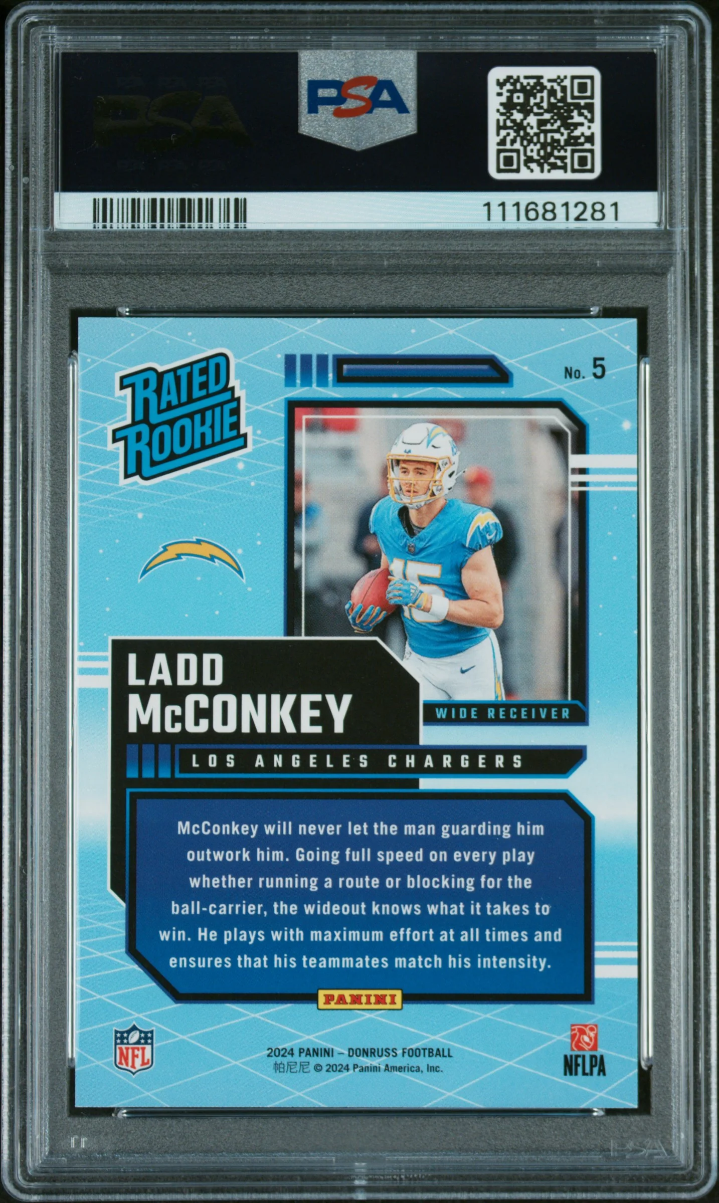2024 Rated Rookies Retro Ladd Mcconkey #5 PSA 10 - Image 2