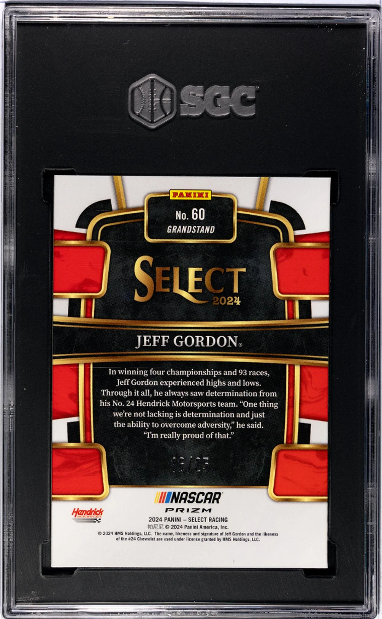 2024 Select #60 Jeff Gordon Grandstand /25 SGC 9.5 - Image 2