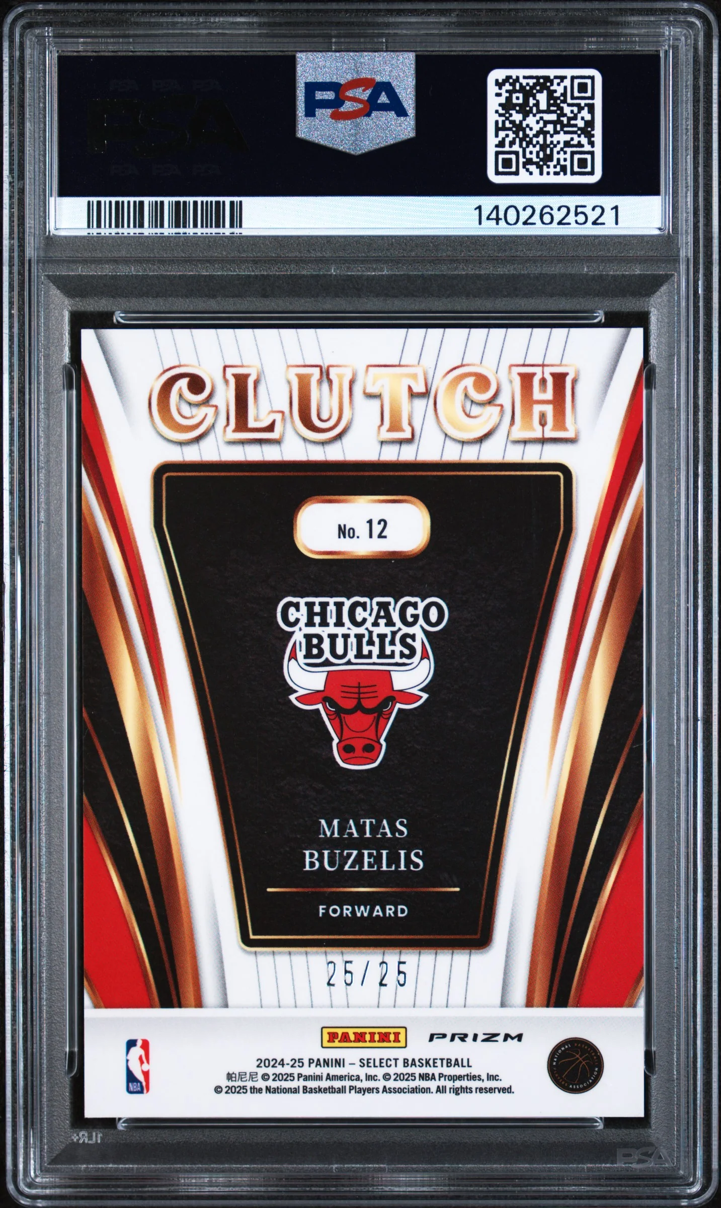 2024 Select Prizms Tie-Dye Matas Buzelis #12 25/25 PSA 9 - Image 2