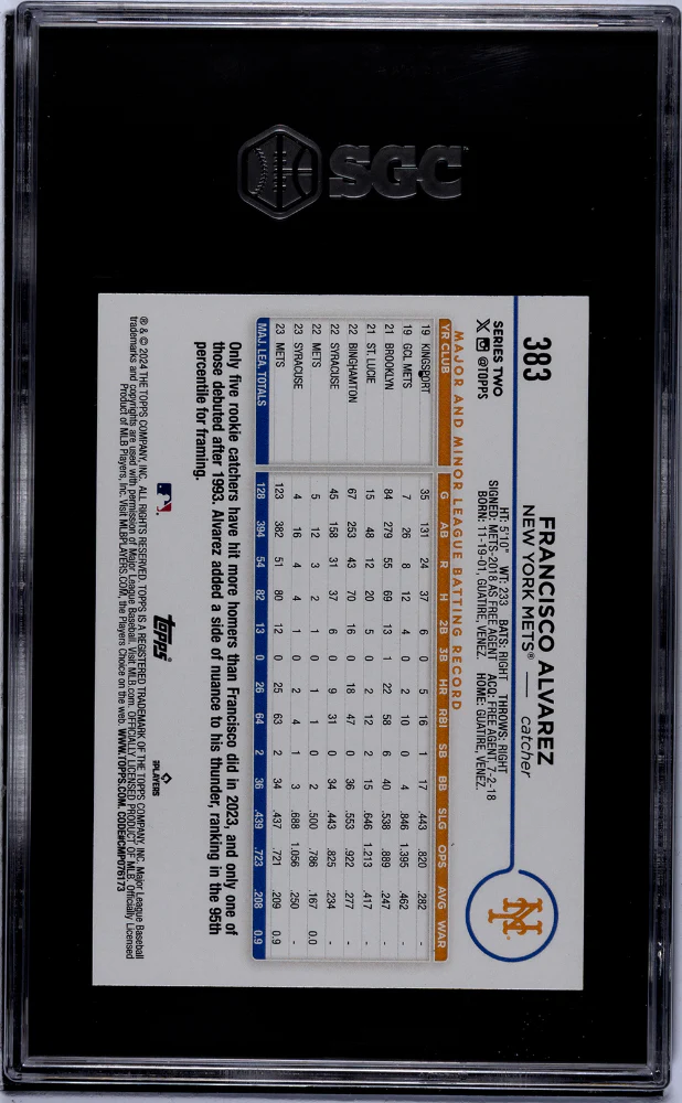 2024 Topps #383 Francisco Alvarez Future Stars SGC 10 - Image 2
