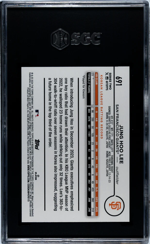 2024 Topps #691 Jung Hoo Lee SGC 8.5 - Image 2