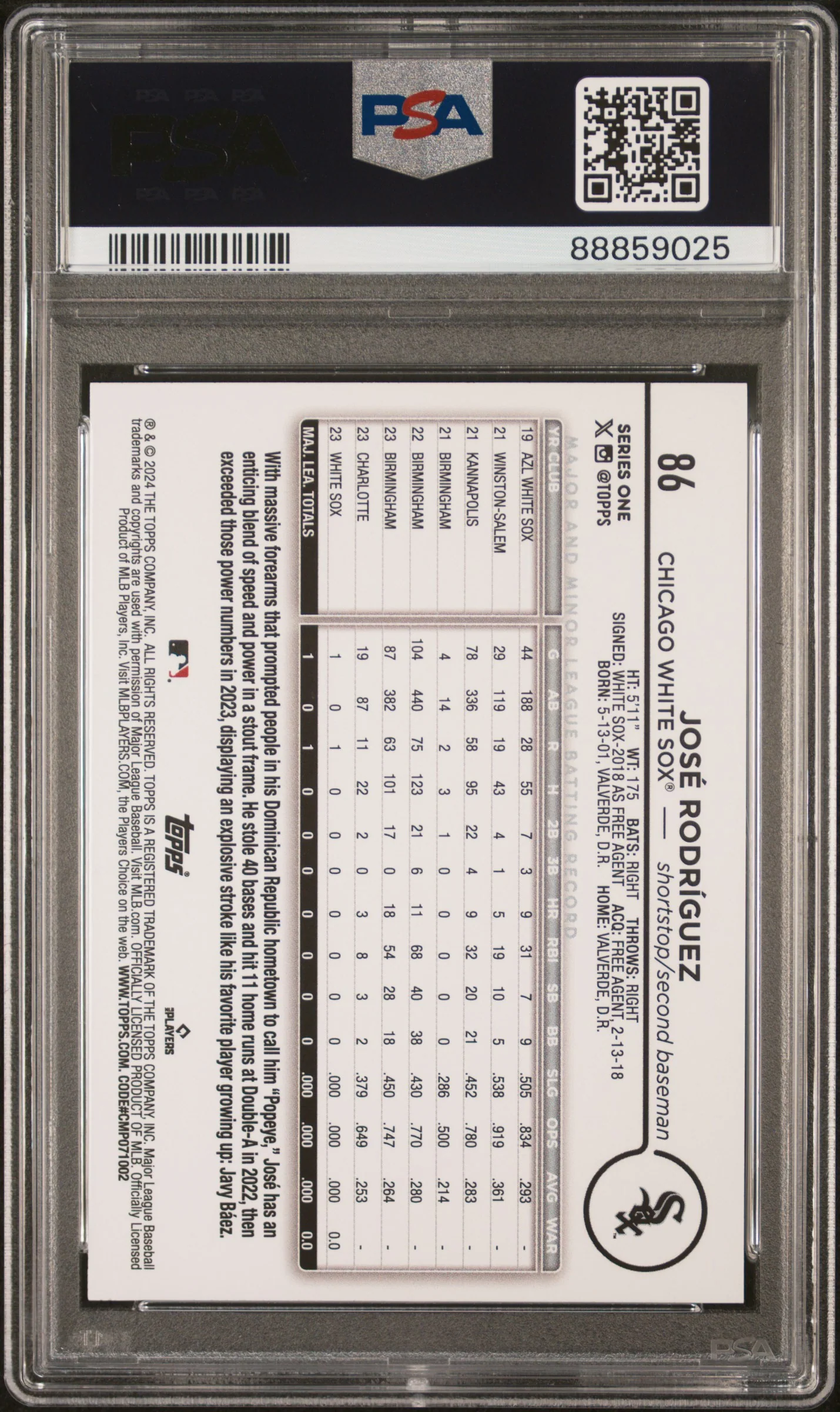 2024 Topps Gold Foil Jose Rodriguez #86 RC PSA 10 - Image 2
