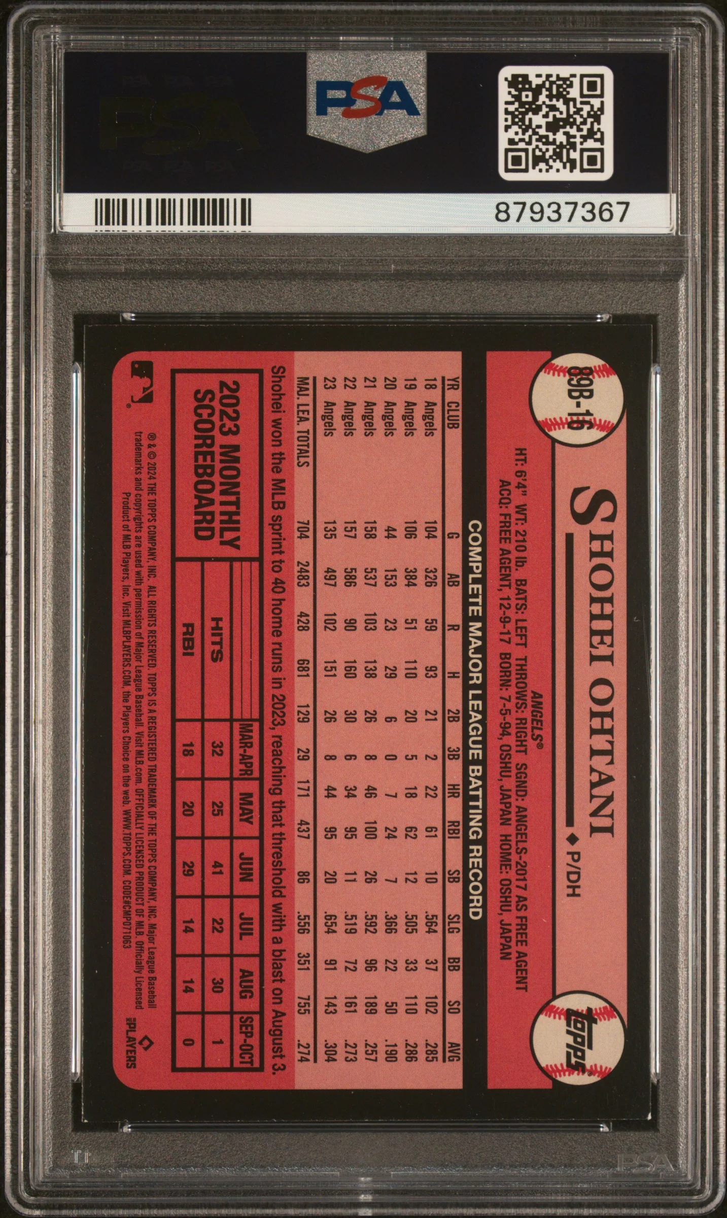 2024 Topps '89 Topps Shohei Ohtani #89B16 PSA 8 - Image 2