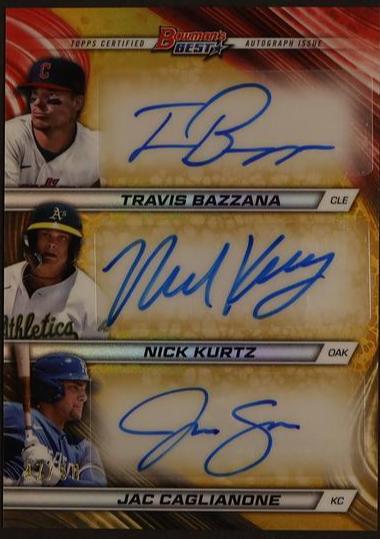 2024 Topps Bowman's Best Triple Autographs Bazzana/Kurtz/Caglianone #TA-BKC Auto