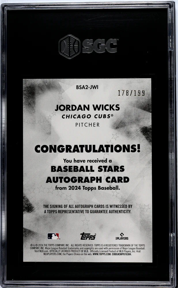 2024 Topps #BSA2-JWI Jordan Wicks Baseball Stars /199 SGC 10 - Image 2