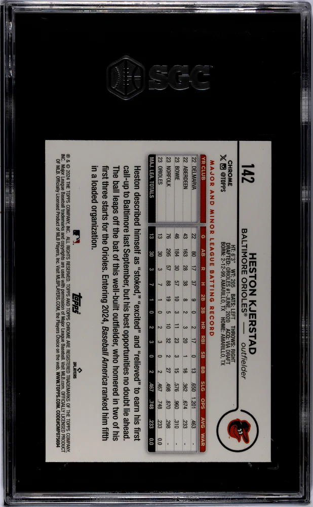 2024 Topps Chrome #142 Heston Kjerstad SGC 9 - Image 2