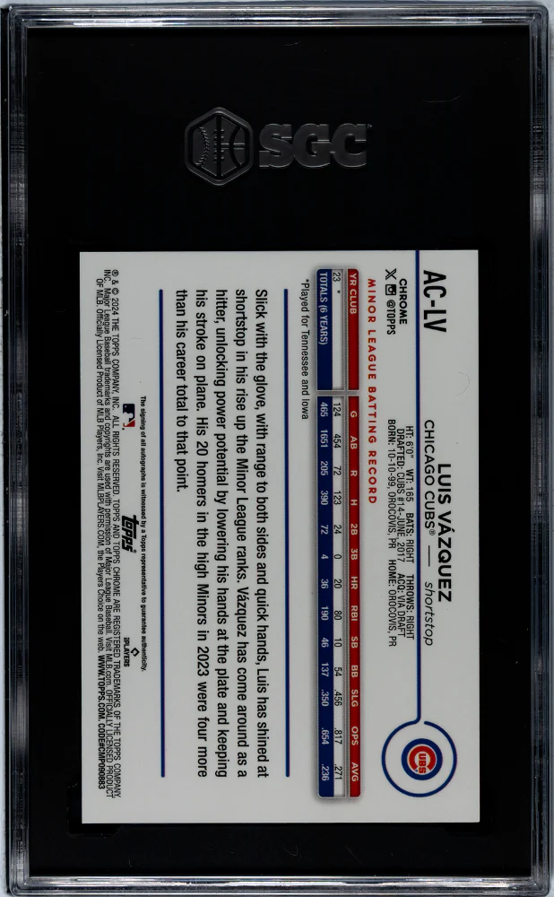 2024 Topps Chrome #AC-LV Luis Vazquez Update /299 SGC 9.5 - Image 2
