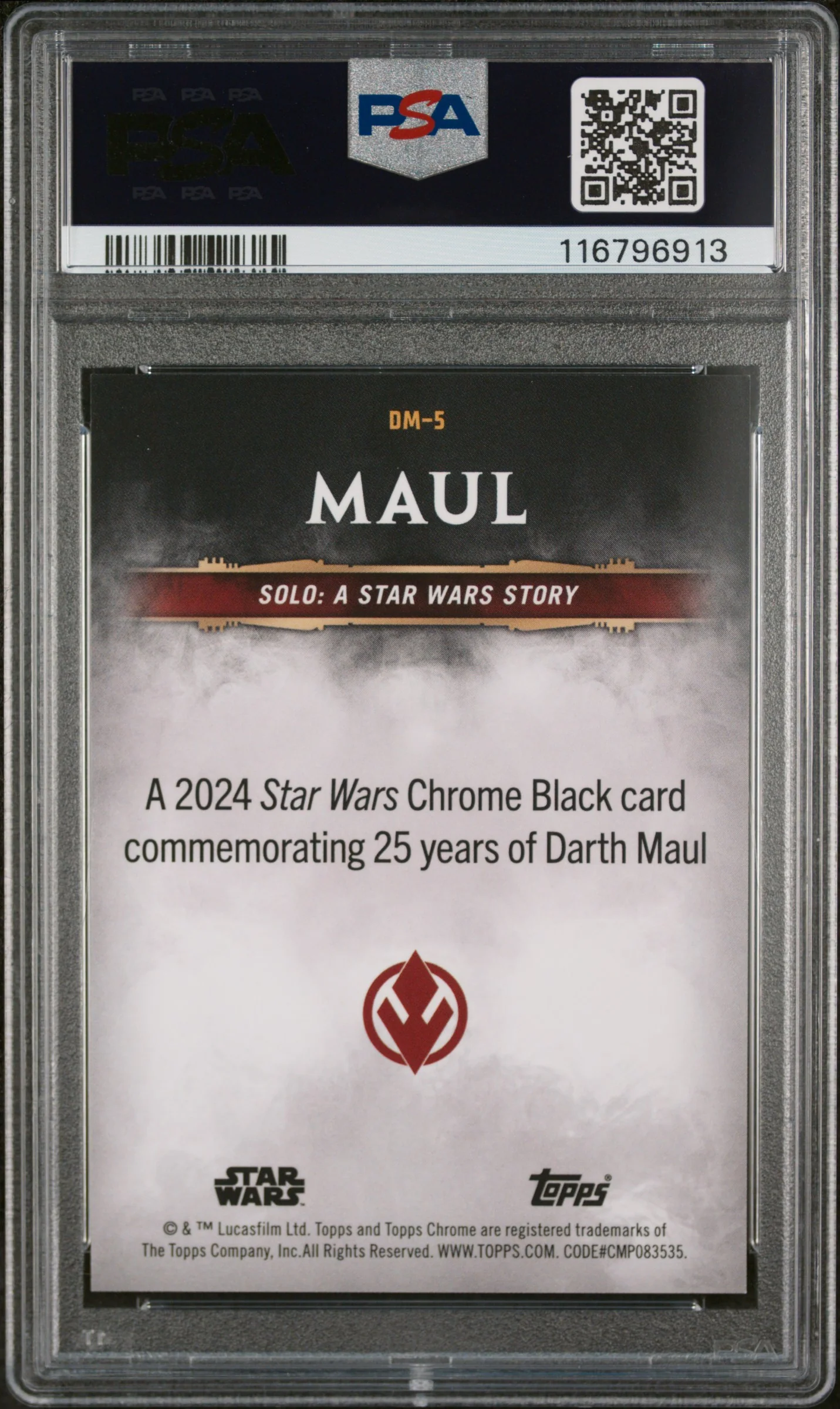2024 Topps Chrome Black #DM-5 Darth Maul 25 Years of Maul /25 PSA 10 - Image 2