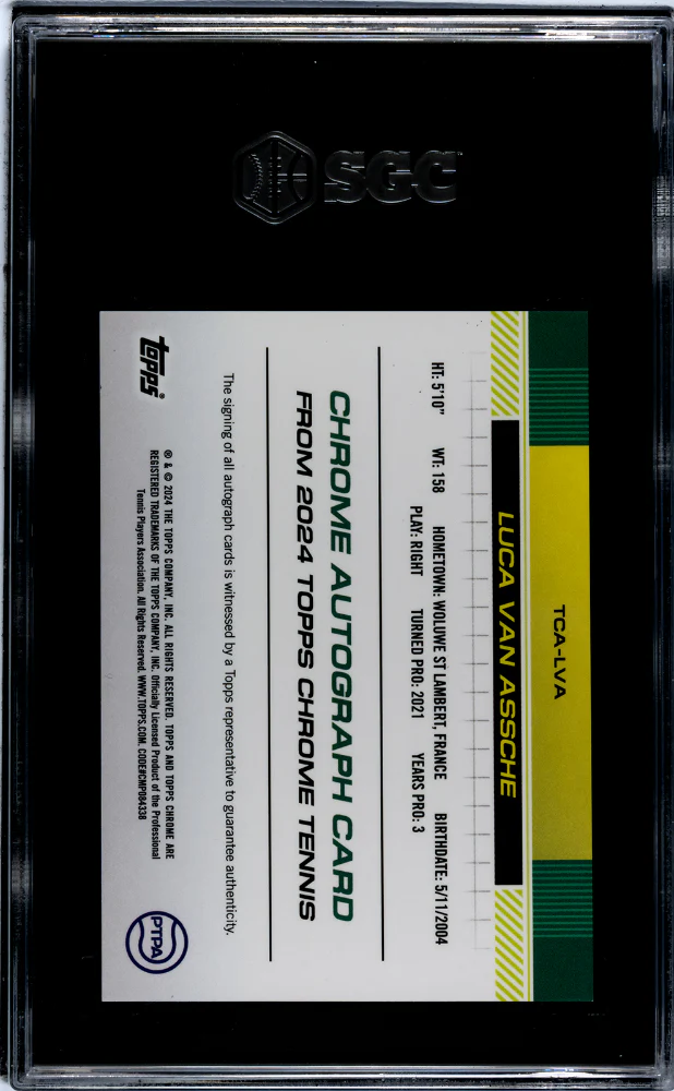 2024 Topps Chrome Blue Luca Van Assche #TCA-LVA RC Auto /250 SGC 9.5 Auto 10 - Image 2