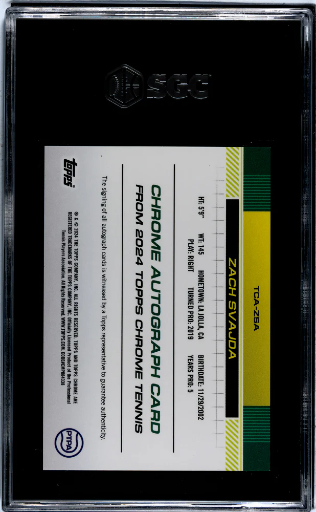 2024 Topps Chrome Blue Refractor Zach Svajda #TCA-ZSA Auto /250 SGC 9.5 Auto 10 - Image 2