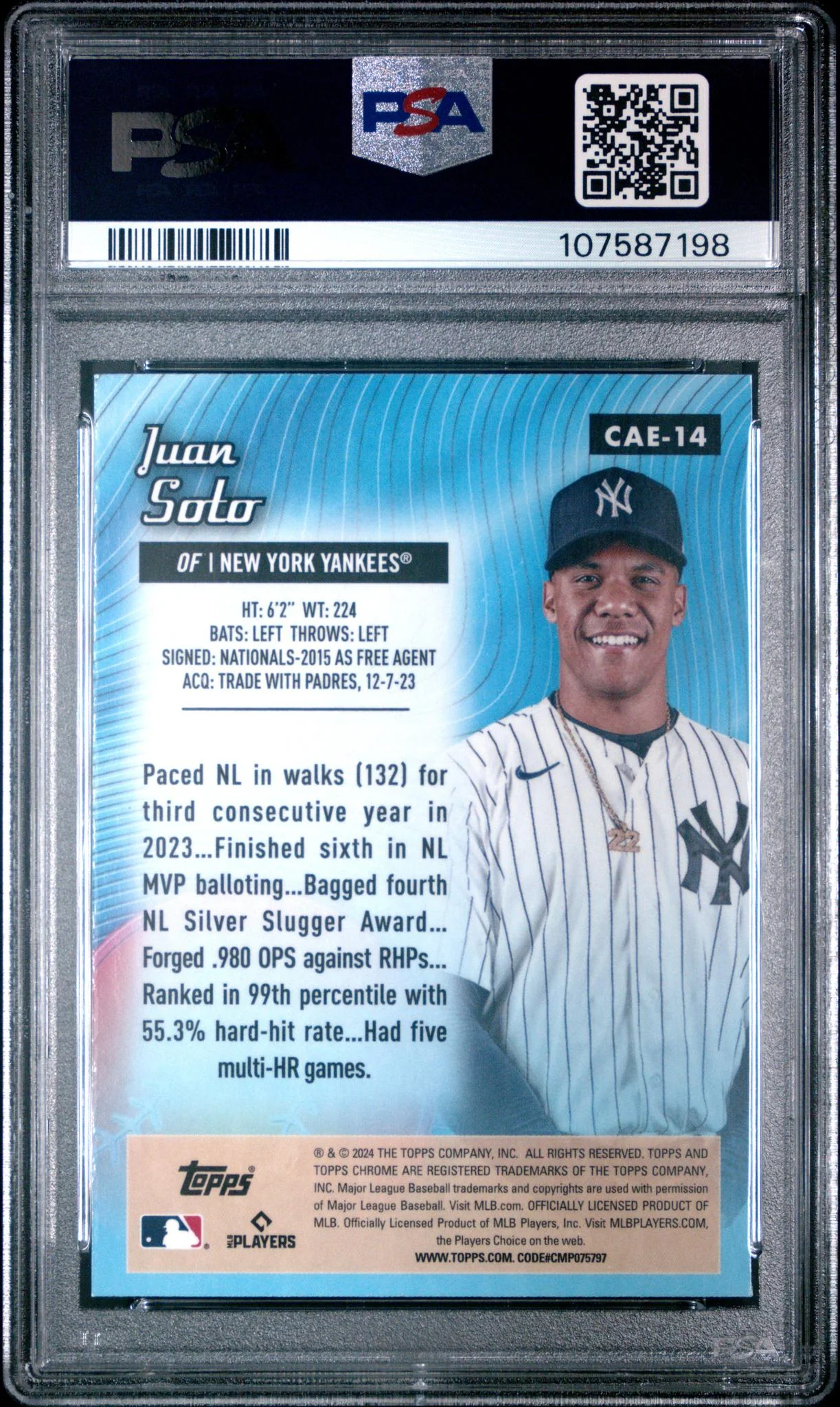 2024 Topps Chrome Chrome All Etch Juan Soto #CAE14 PSA 10 - Image 2