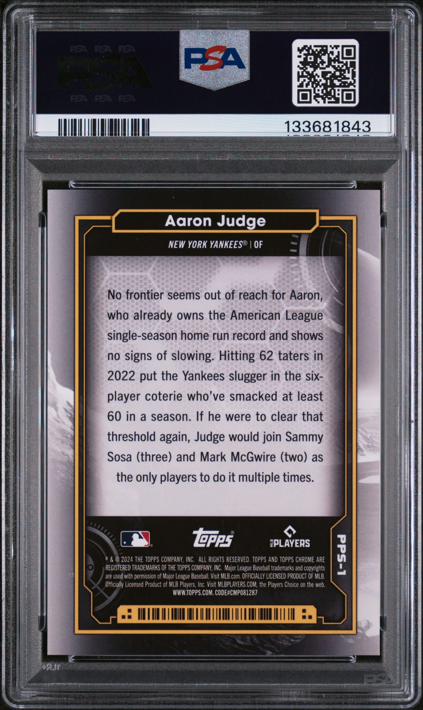 2024 Topps Chrome Cosmic Planetary Pursuit the Sun Aaron Judge #PPS1 PSA 10 - Image 2