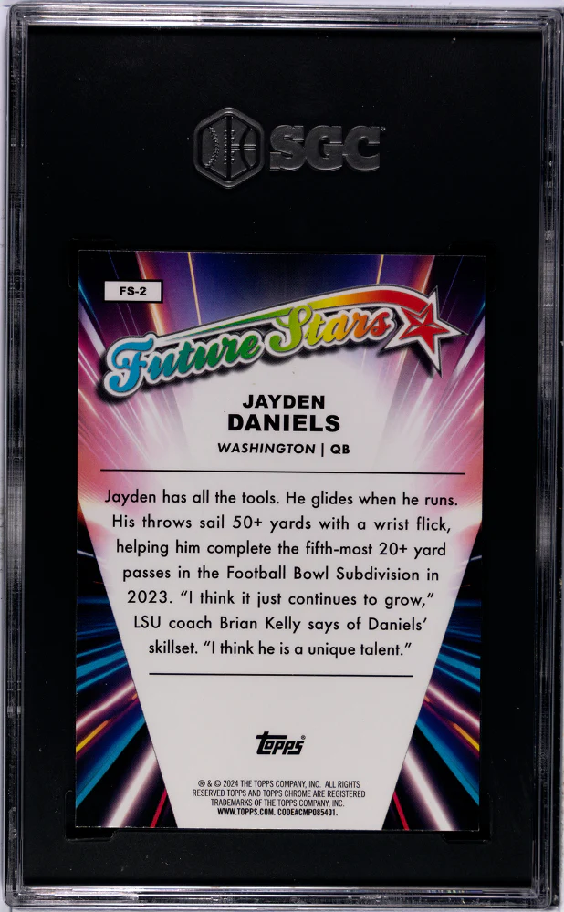 2024 Topps Chrome #FS-2 Jayden Daniels Future Stars SGC 10 - Image 2
