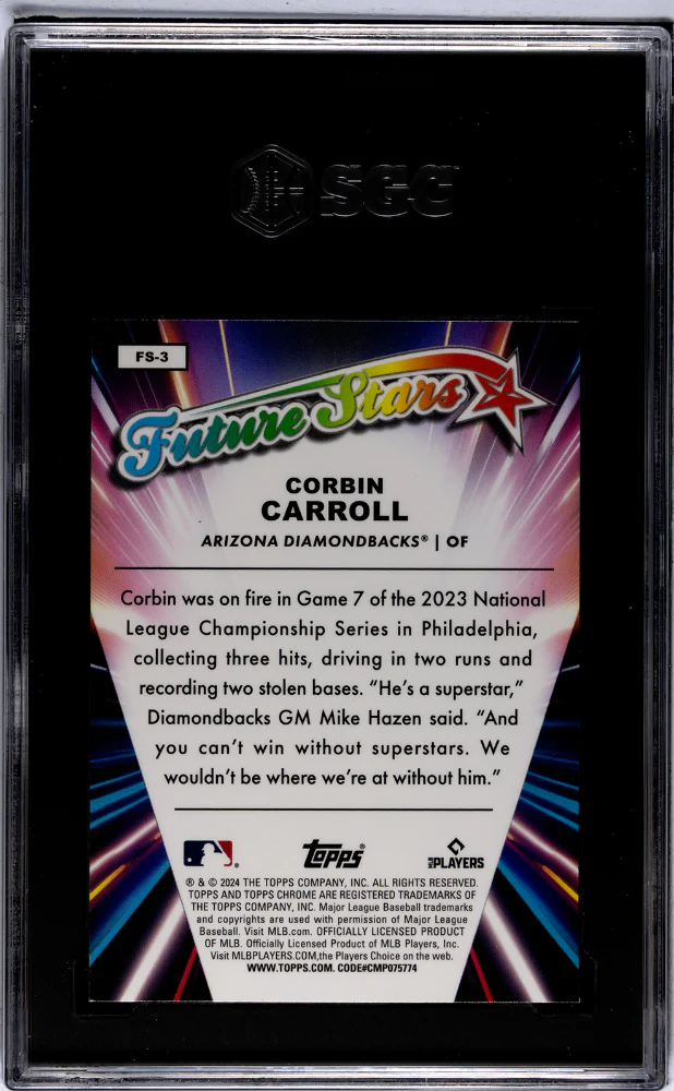 2024 Topps Chrome #FS-3 Corbin Carroll Future Stars SGC 10 - Image 2