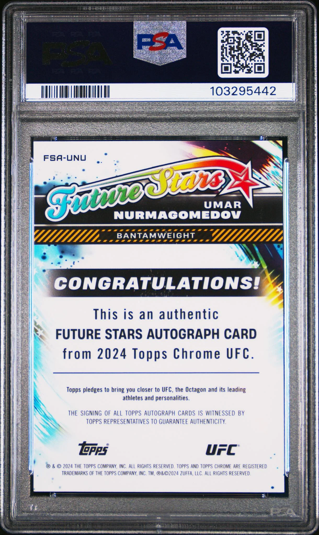 2024 Topps Chrome #FSAUNU Umar Nurmagomedov Future Stars /5 PSA 9 - Image 2