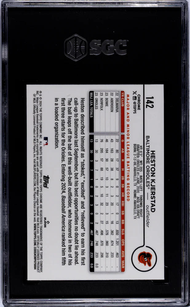 2024 Topps Chrome Heston Kjerstad #142 RC SGC 10 - Image 2
