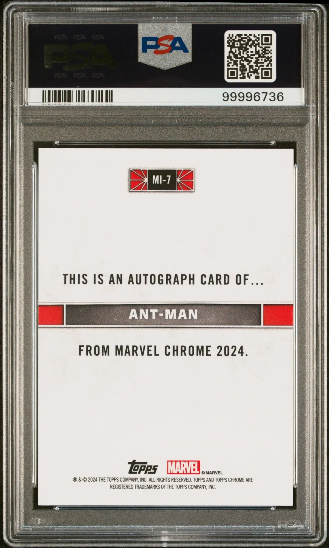 2024 Topps Chrome MI Auto Ant-Man #MI7 /39 PSA 9 - Image 2